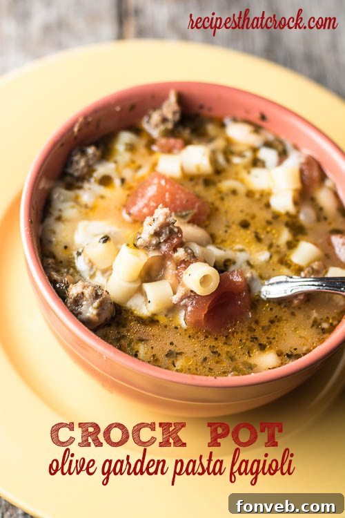 Olive Garden Pasta Fagioli Crock Pot Copycat