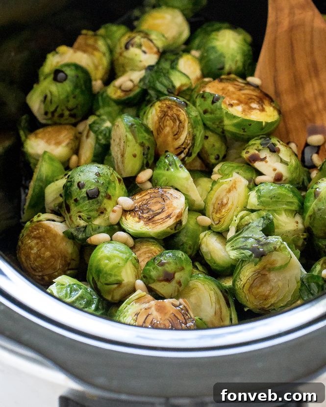 Easy Slow Cooker Balsamic Brussels Sprouts