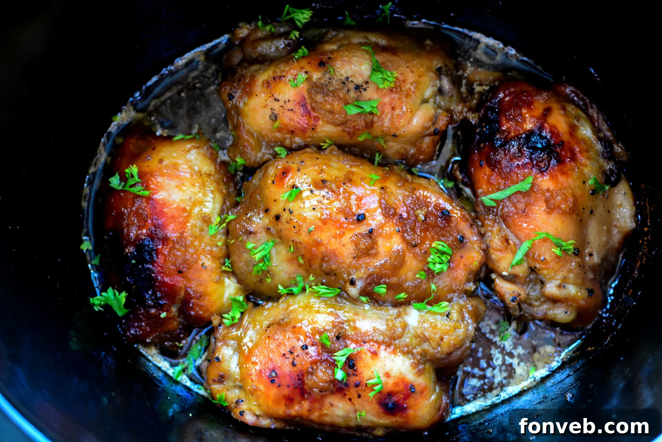 Tender Crock Pot Garlic Brown Sugar Chicken served with a side of white rice