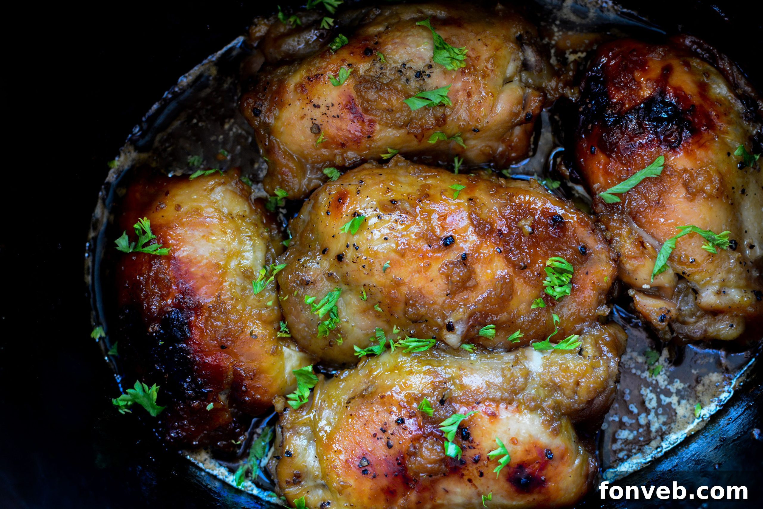 A large platter of Crock Pot Garlic Brown Sugar Chicken, ready to be enjoyed