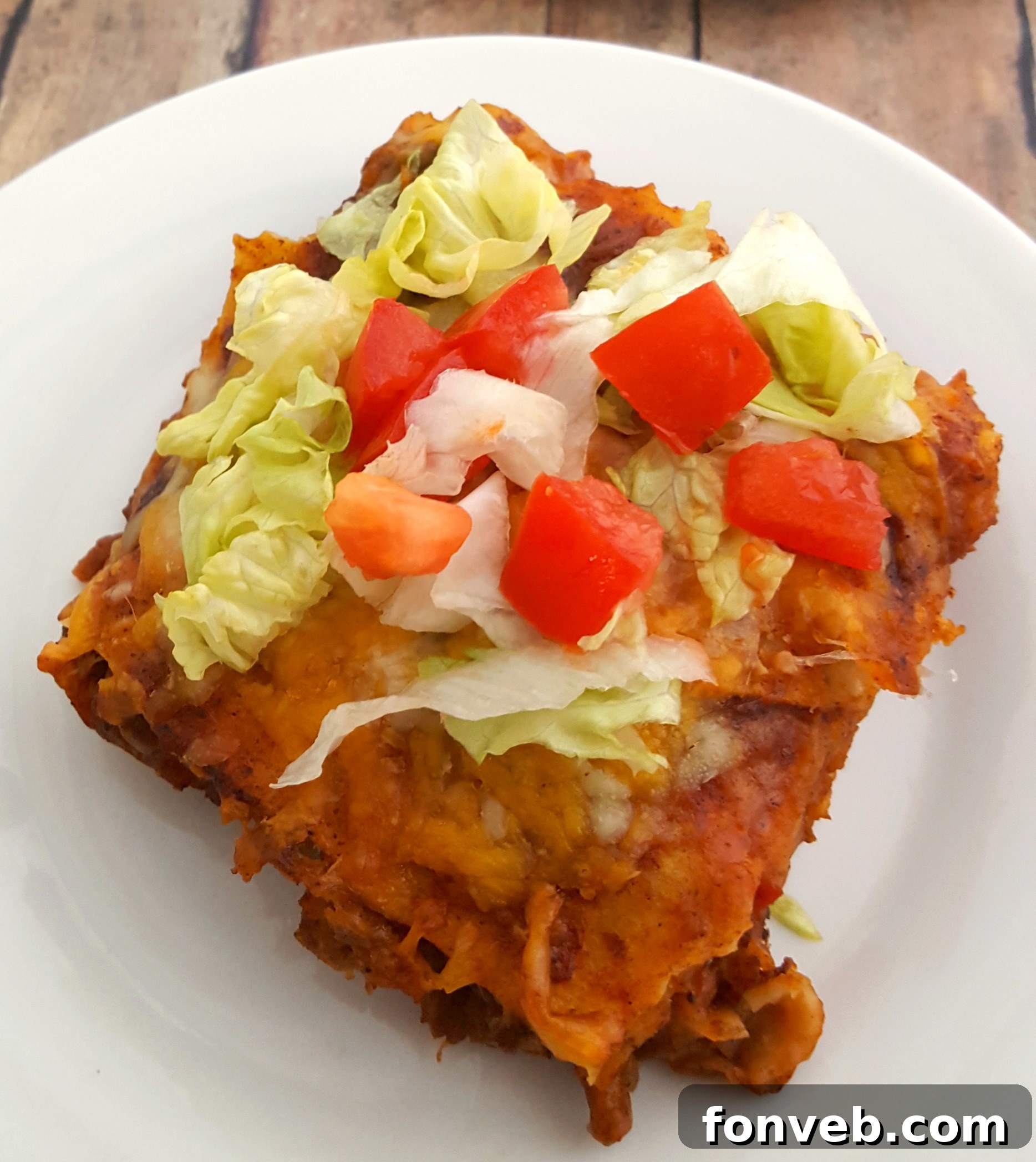 Mexican Lasagna dish showing delicious layers.