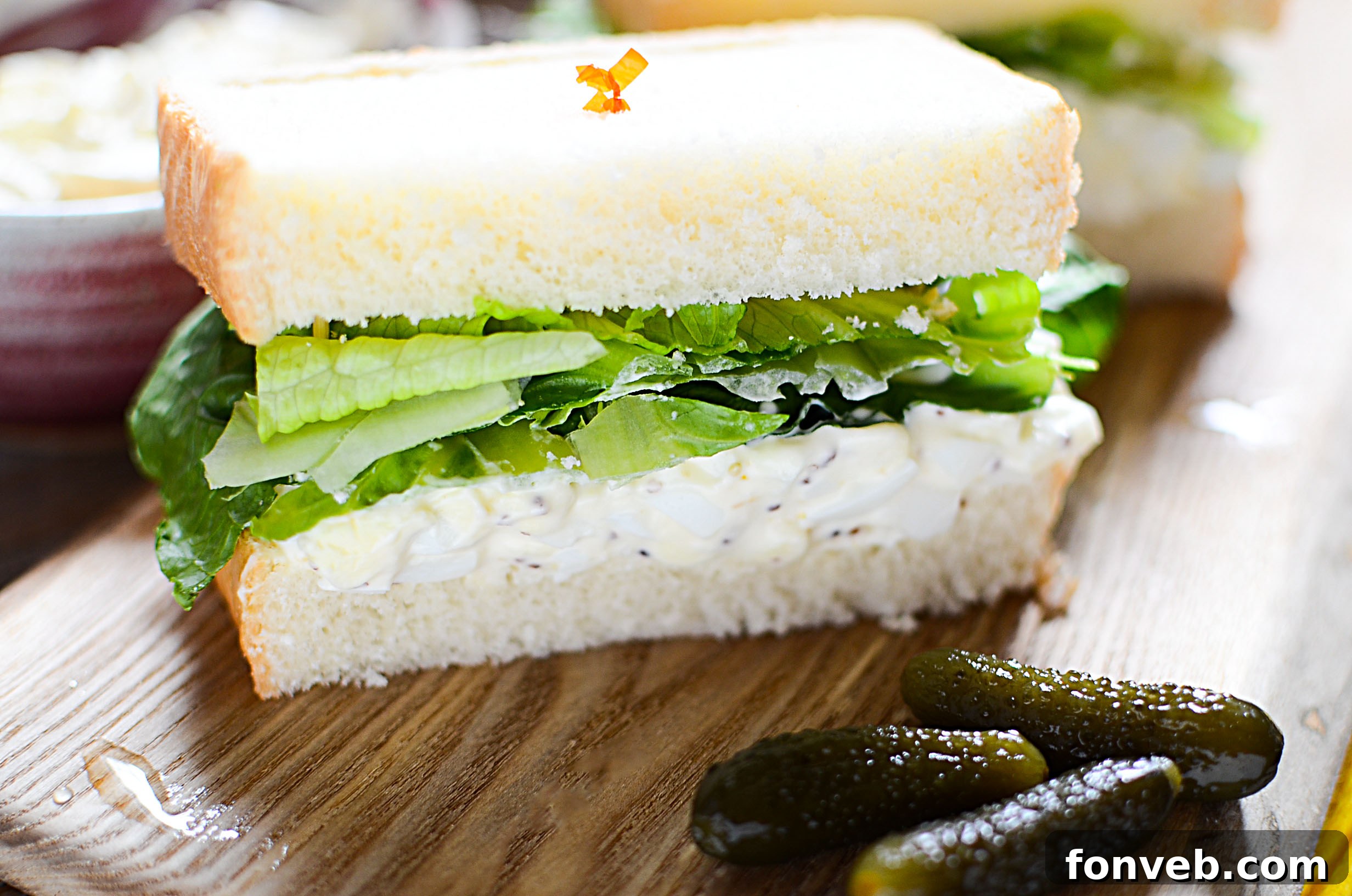 A close-up of the smooth, rich texture of the ultimate egg salad.