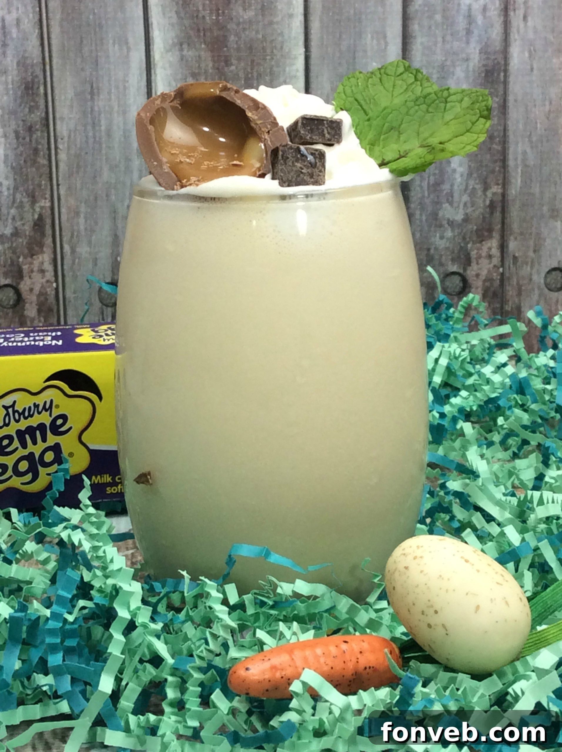 A beautifully arranged trio of Cadbury Creme Egg Cocktails, garnished and ready for a festive celebration.