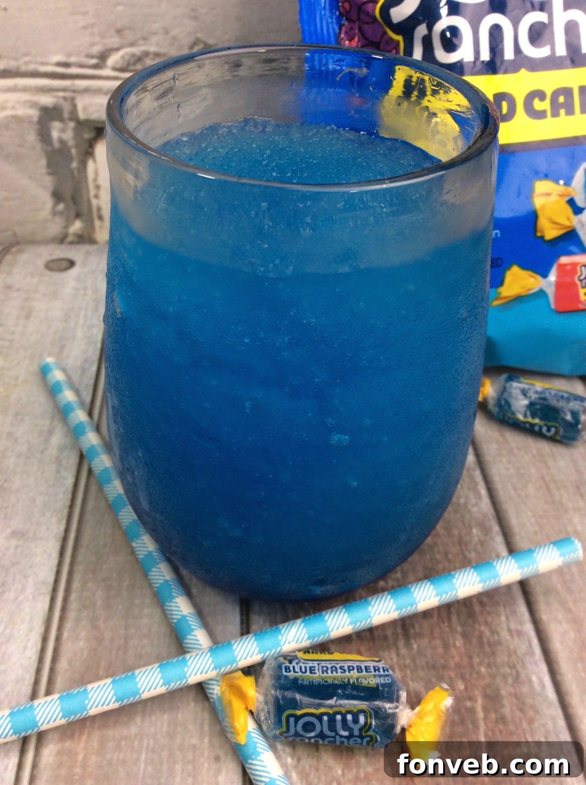 A close-up shot of Blue Raspberry Jolly Rancher candies