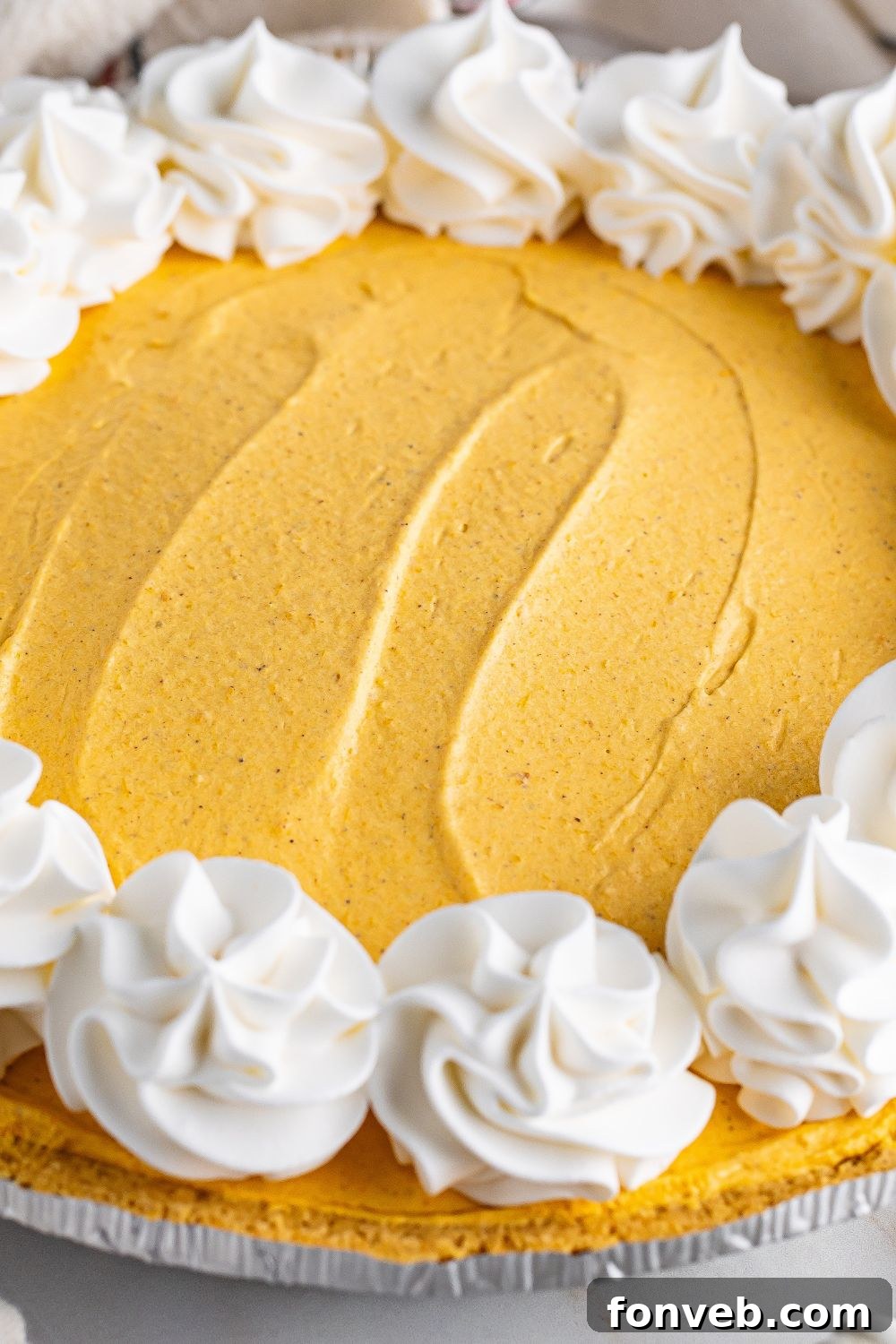 slice taken out of pumpkin cheesecake on plate