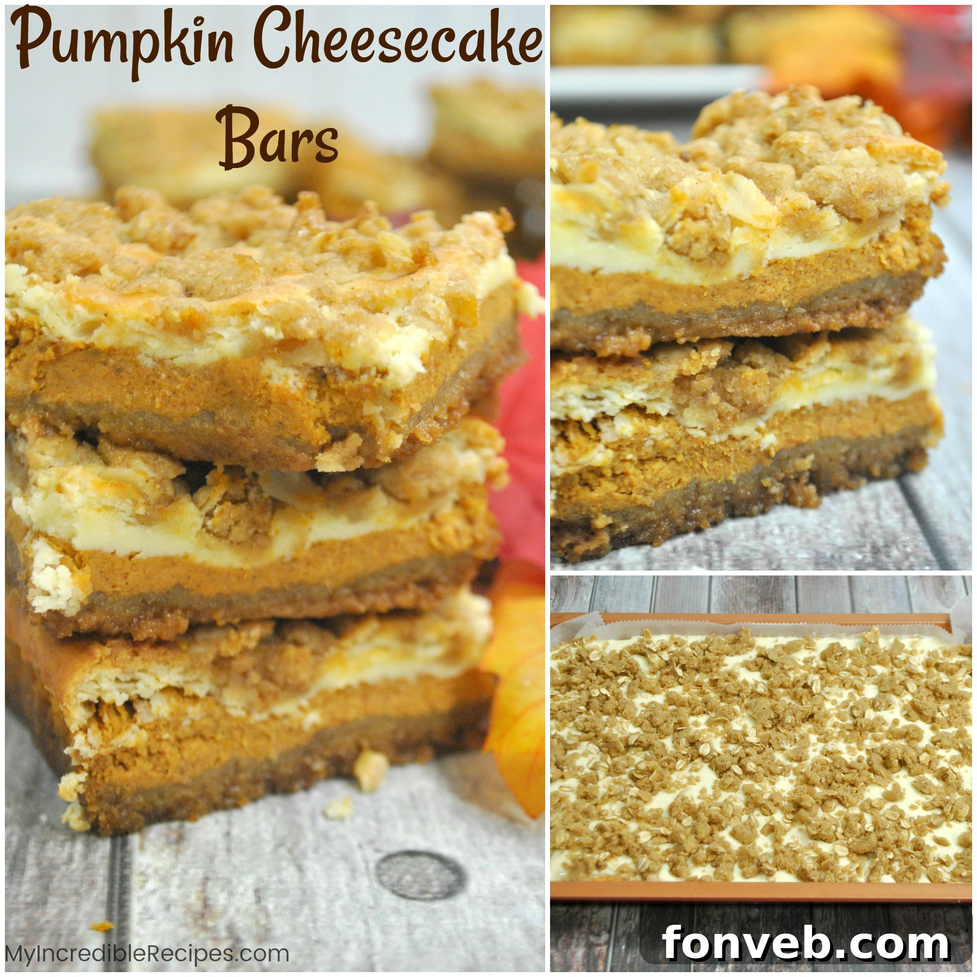 Harvest Pumpkin Crumble Cheesecake Squares 9 Artistically arranged pumpkin cheesecake bars with a rustic backdrop, emphasizing the autumnal theme and the inviting warmth of the dessert.