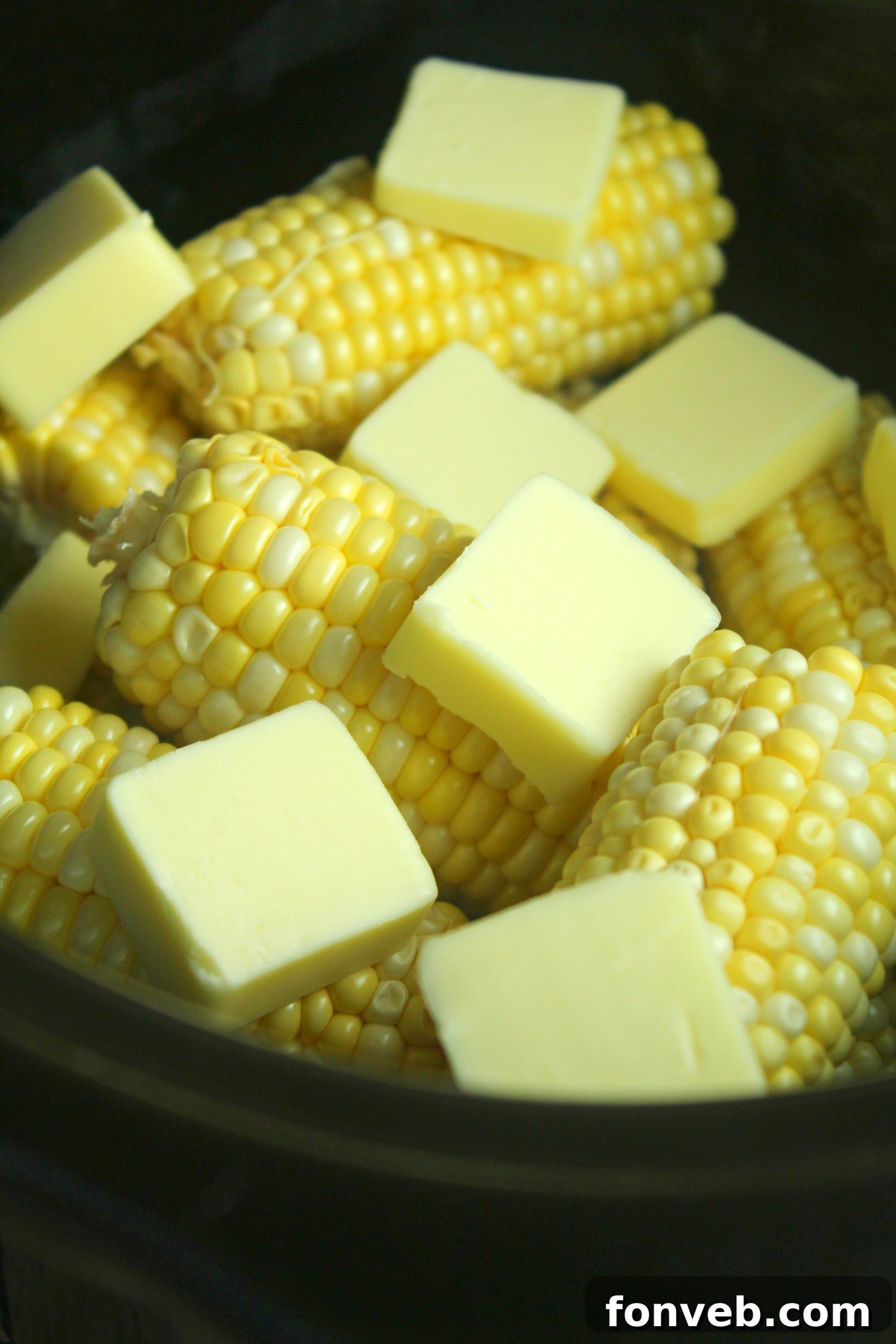 Slow Cooker Corn on the Cob with butter and seasonings