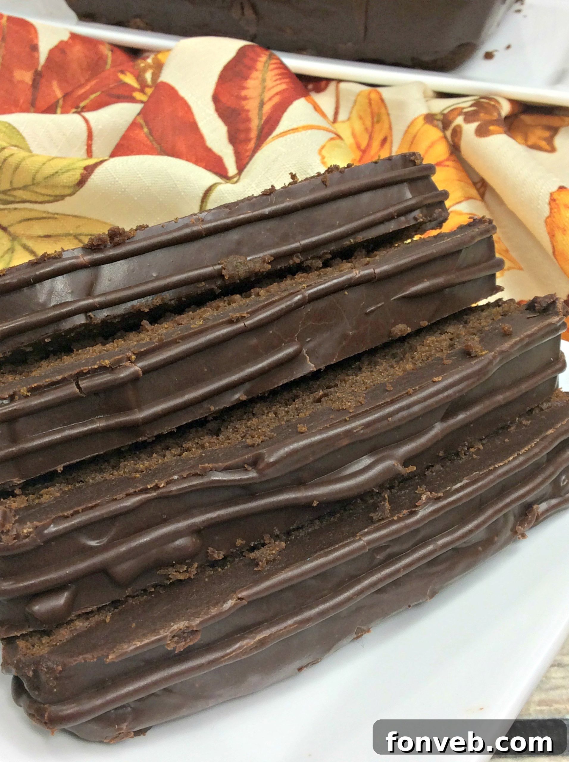 Chocolate pumpkin pound cake with a glass of milk