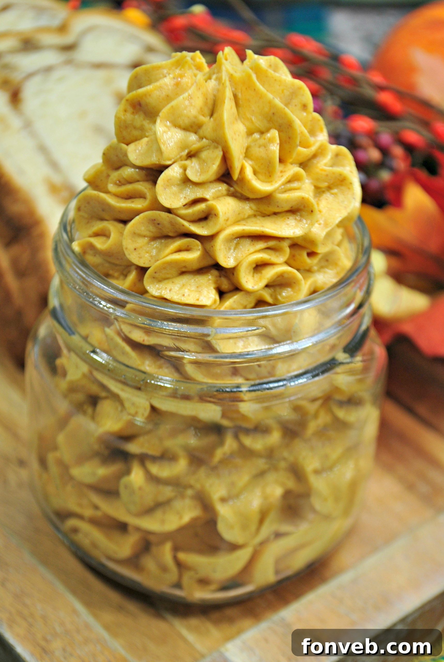 Creamy Honey Pumpkin Whipped Butter, a delightful fall spread