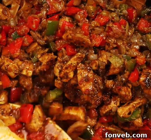 The perfectly seasoned chicken cubes ready to be cooked for the fajita pasta