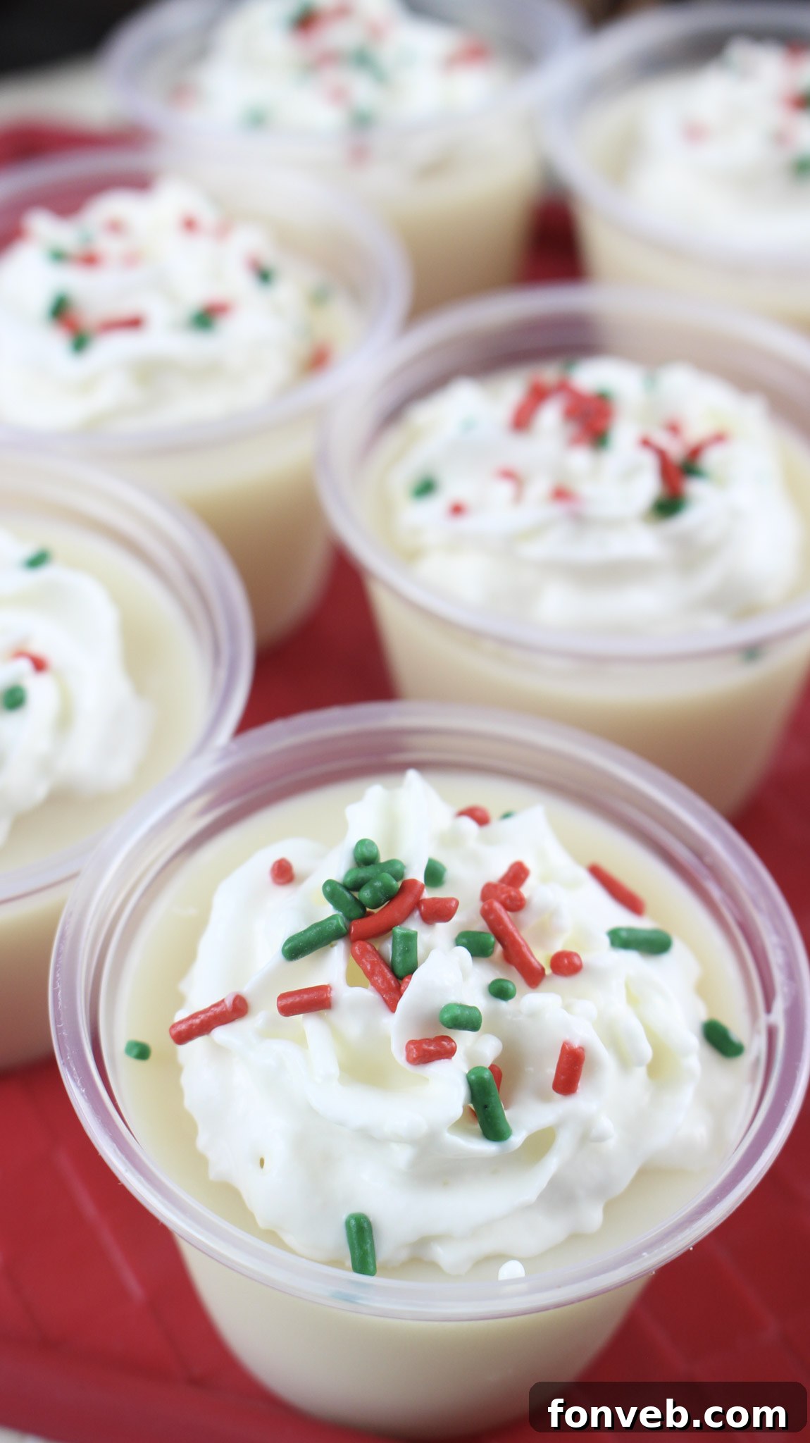 Arrangement of Christmas Sugar Cookie Jello Shots on a festive serving platter.