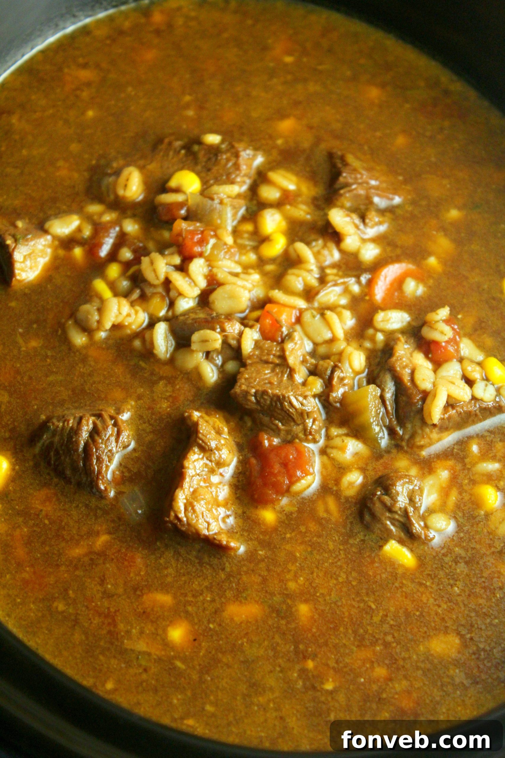 Hearty Slow Cooker Beef and Barley Soup 7 A colorful array of fresh ingredients for slow cooker beef and barley soup.