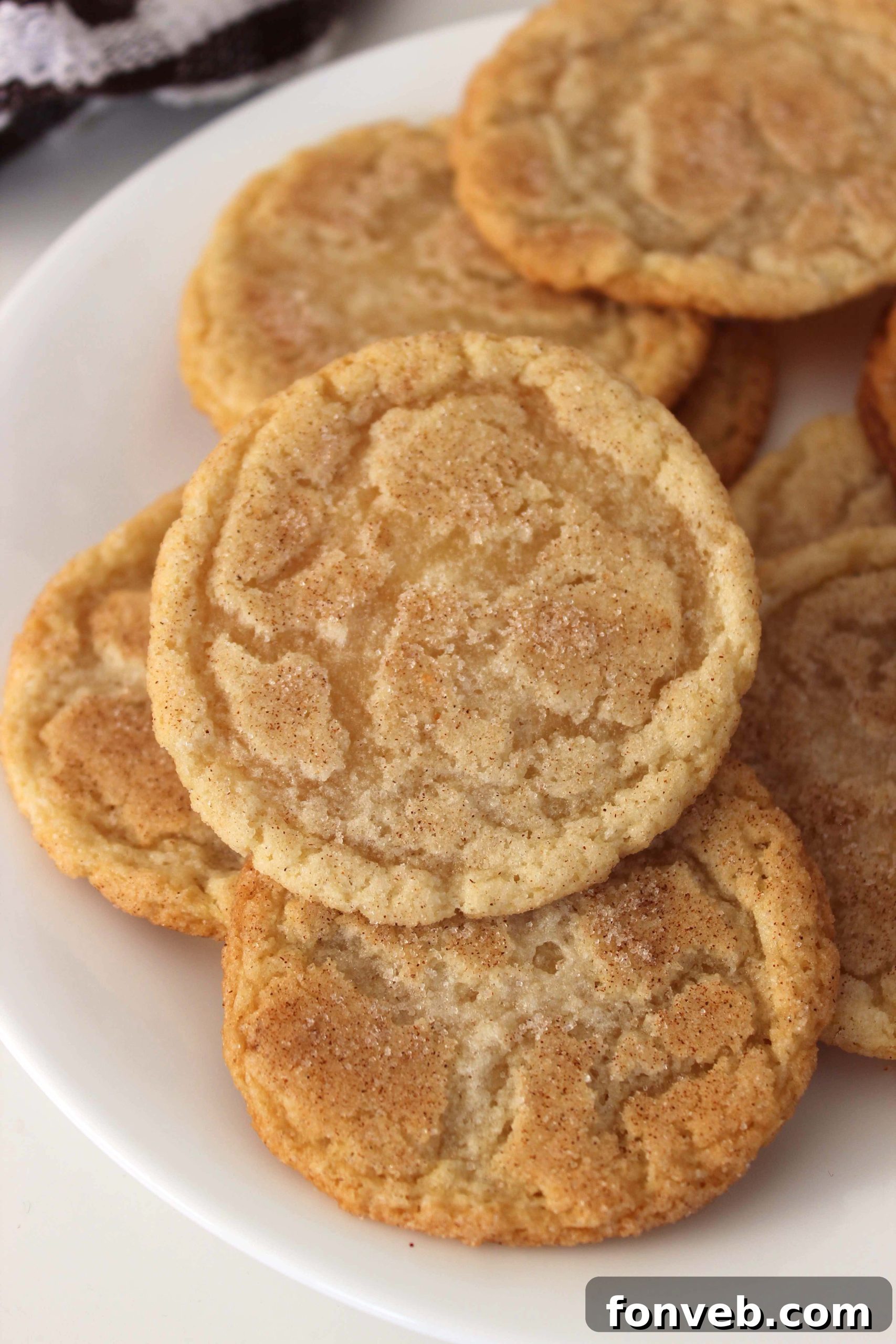 Perfectly baked soft and chewy snickerdoodle cookies arranged beautifully on a serving platter, ready for holiday enjoyment.