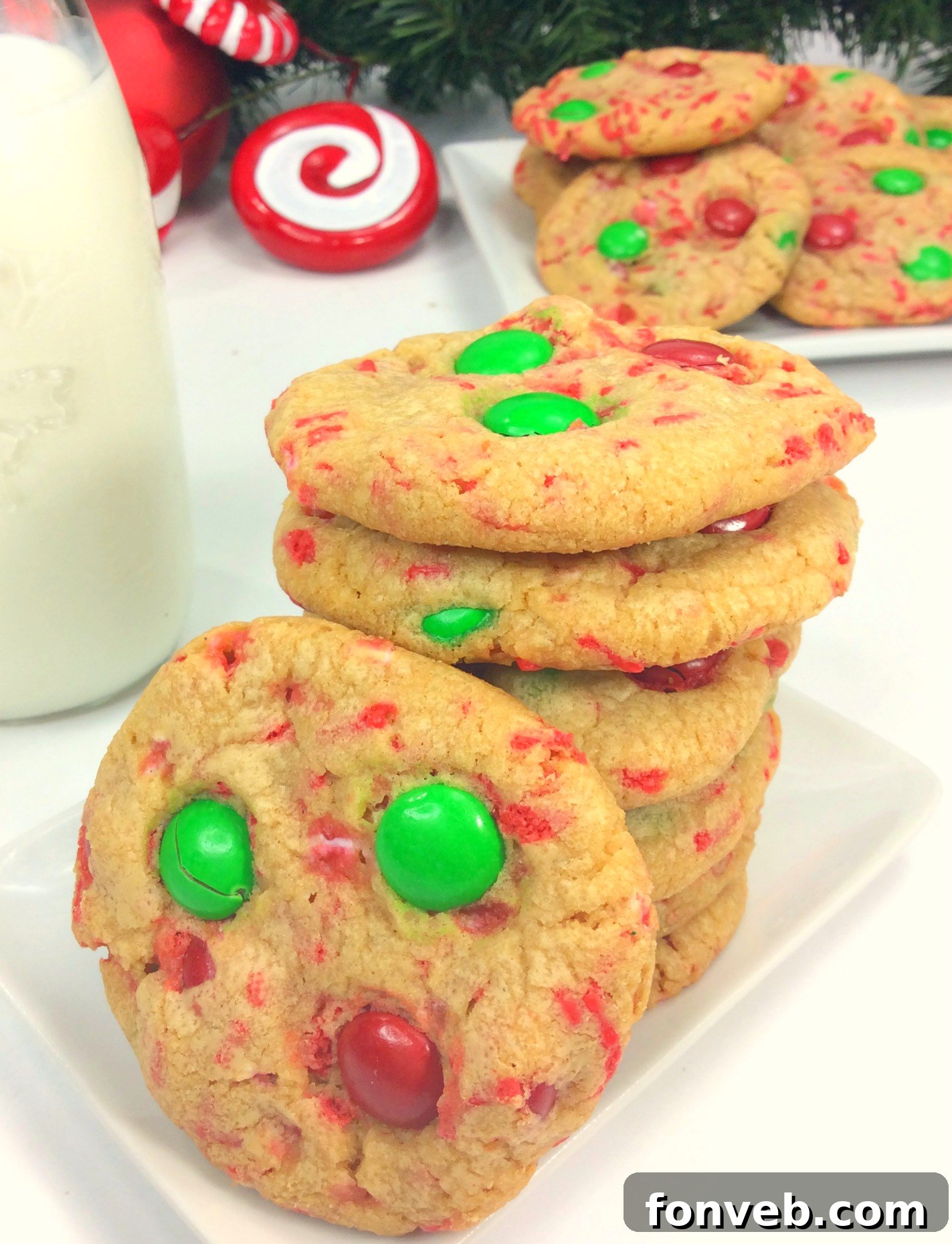 Spiced Christmas Pudding Cookies 3 Stack of Christmas Pudding Cookies on a festive plate