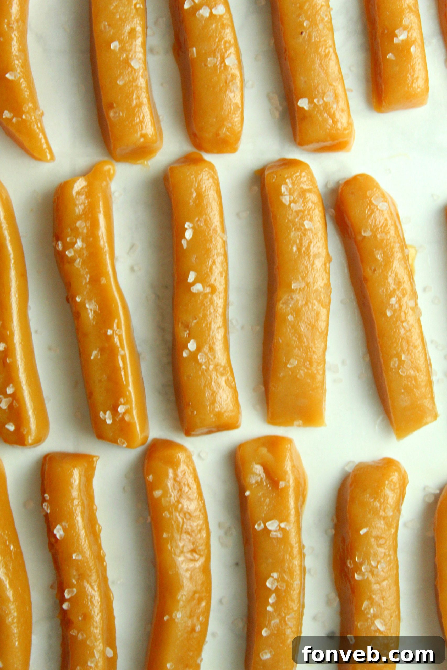 Handcrafted Salted Caramel Bliss 8 A close-up shot of a single homemade salted caramel, showcasing its soft interior.