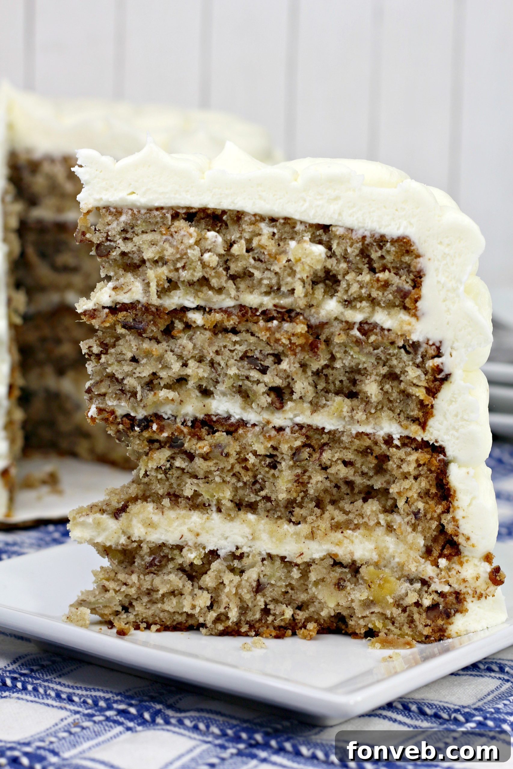 Southern Hummingbird Cake with Luscious Cream Cheese Frosting 6 Hummingbird Cake with a decorative side pattern