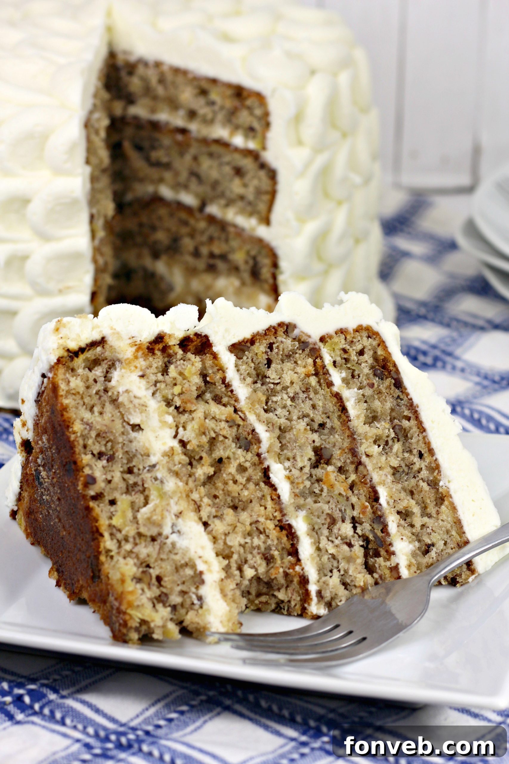 Southern Hummingbird Cake with Luscious Cream Cheese Frosting 7 Another beautiful shot of the Southern Hummingbird Cake