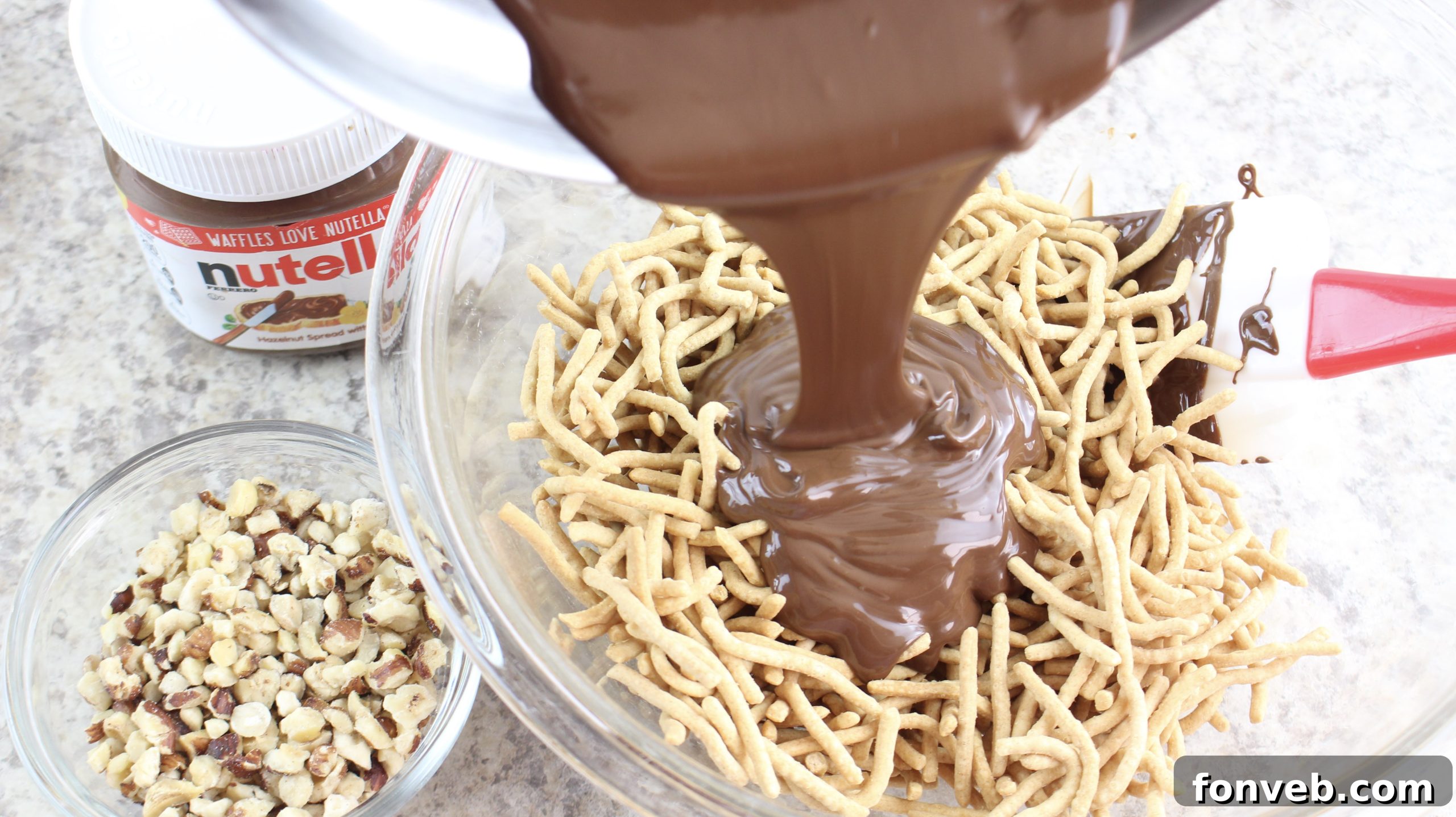 Chocolate haystack featuring chopped hazelnuts