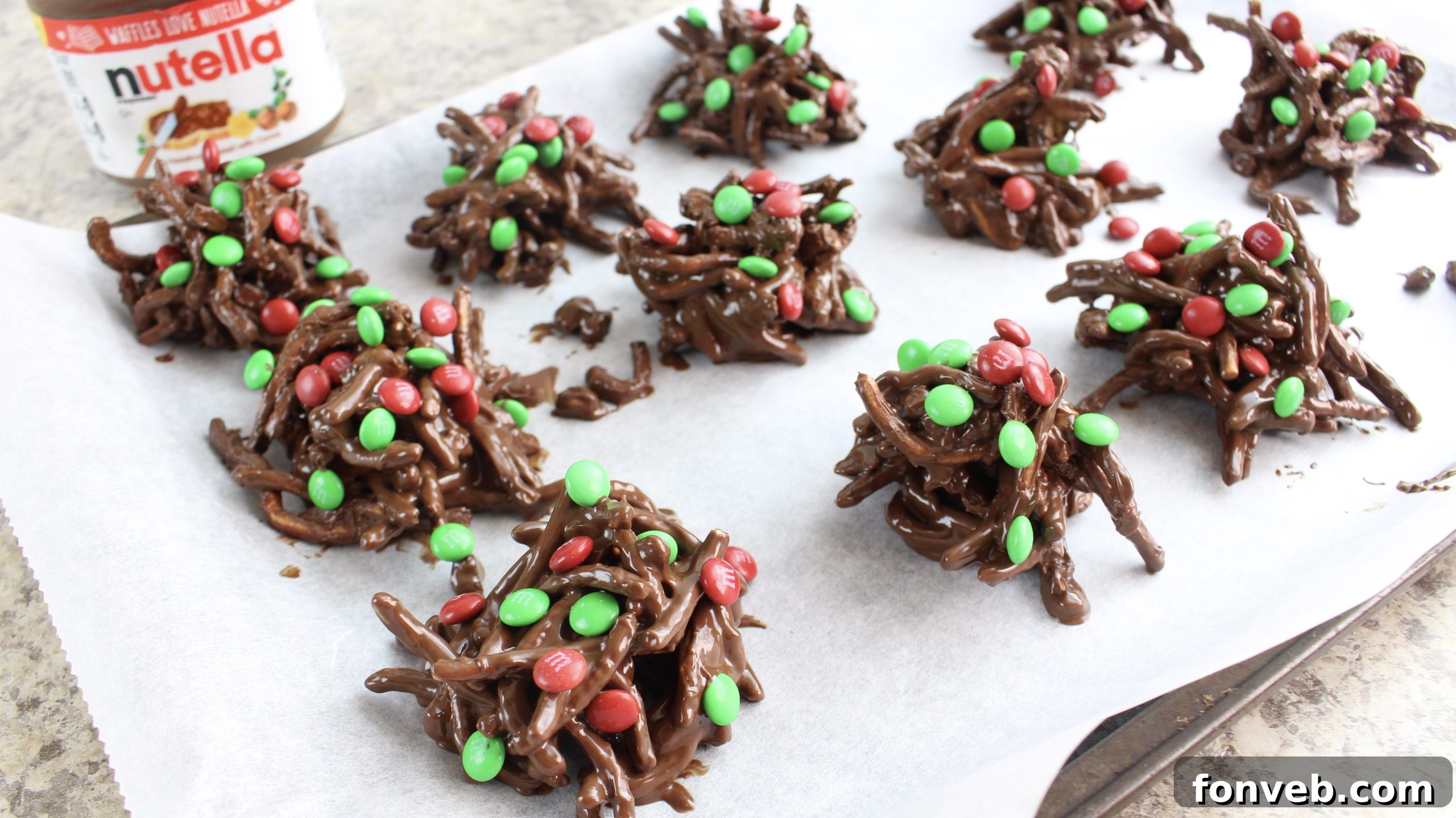 A batch of chocolate haystacks ready to be served