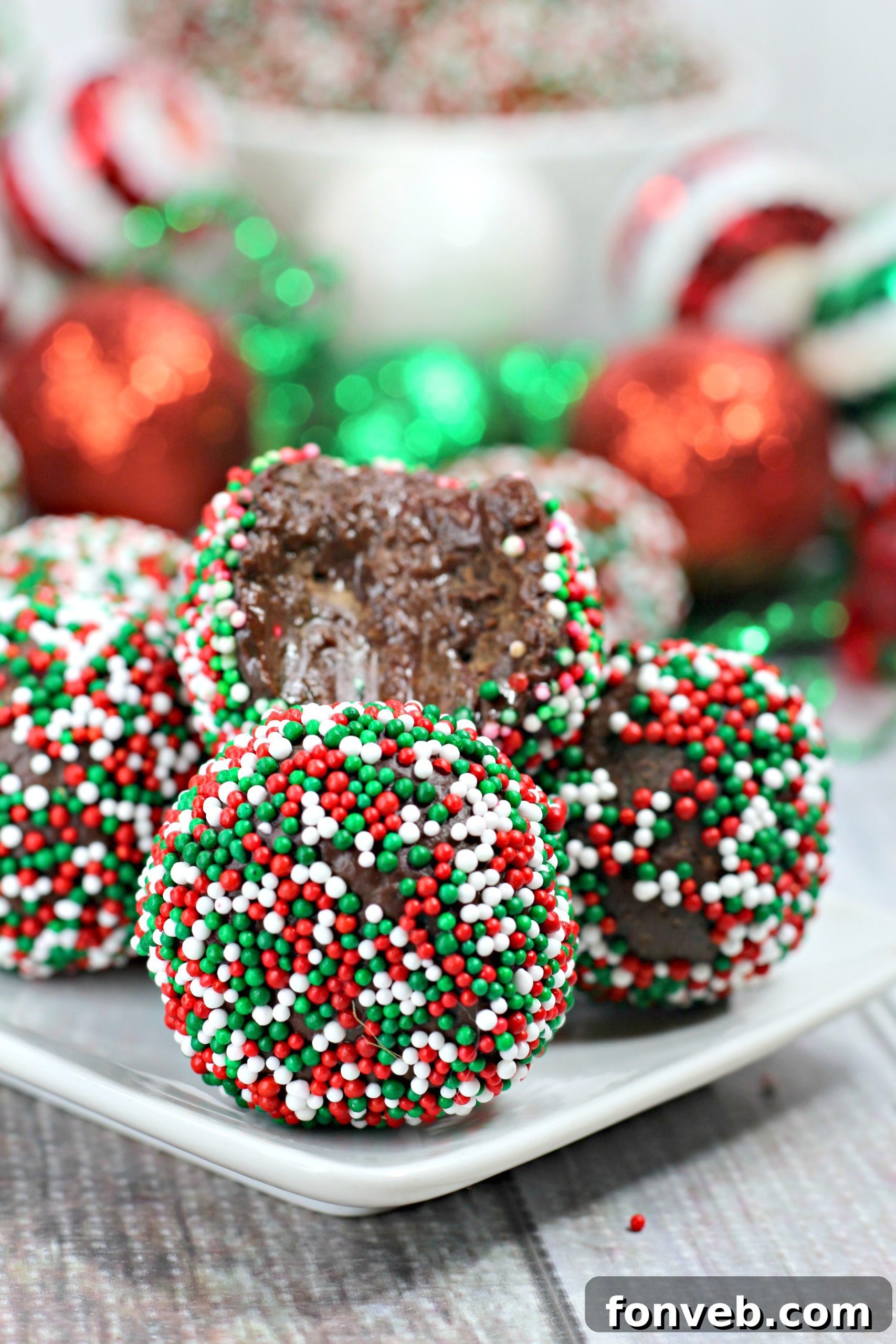 A close-up shot of the stunning chocolate Kahlua truffles, beautifully coated and ready to be served.