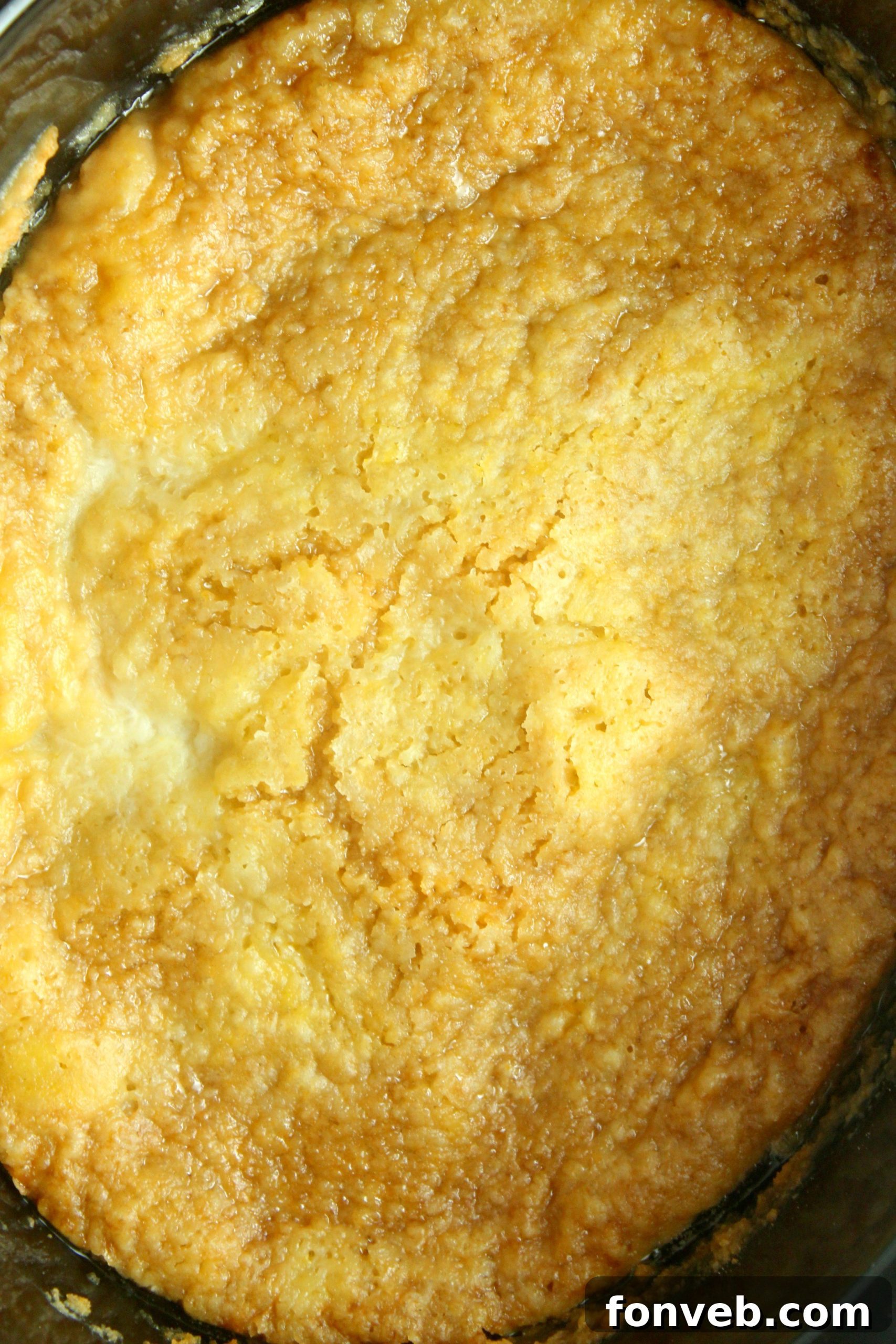 Crockpot Peach Perfection 7 Slow cooker peach cobbler ready to be served