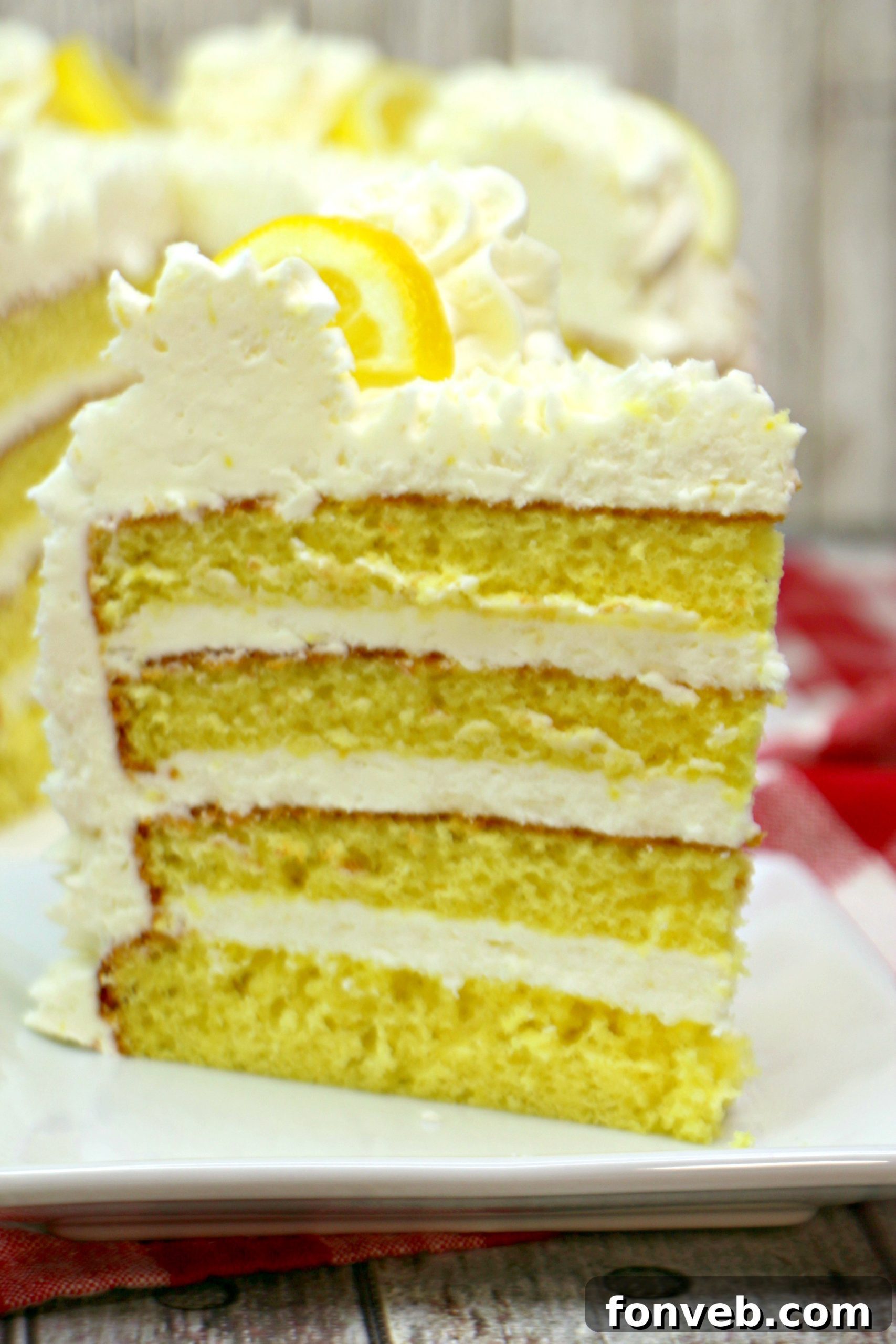 A final close-up of the exquisite Italian Lemon Drop Cake, highlighting its elegant decoration.