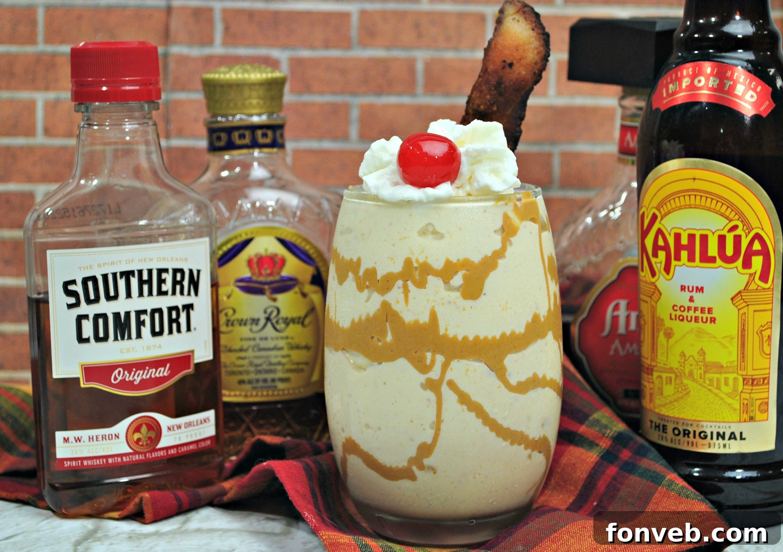 The second image shows ingredients for the Dirty Elvis Cocktail laid out, emphasizing the banana and peanut butter elements.