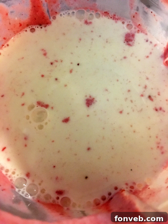 Adding sprinkles to the milkshake mixture in the blender.