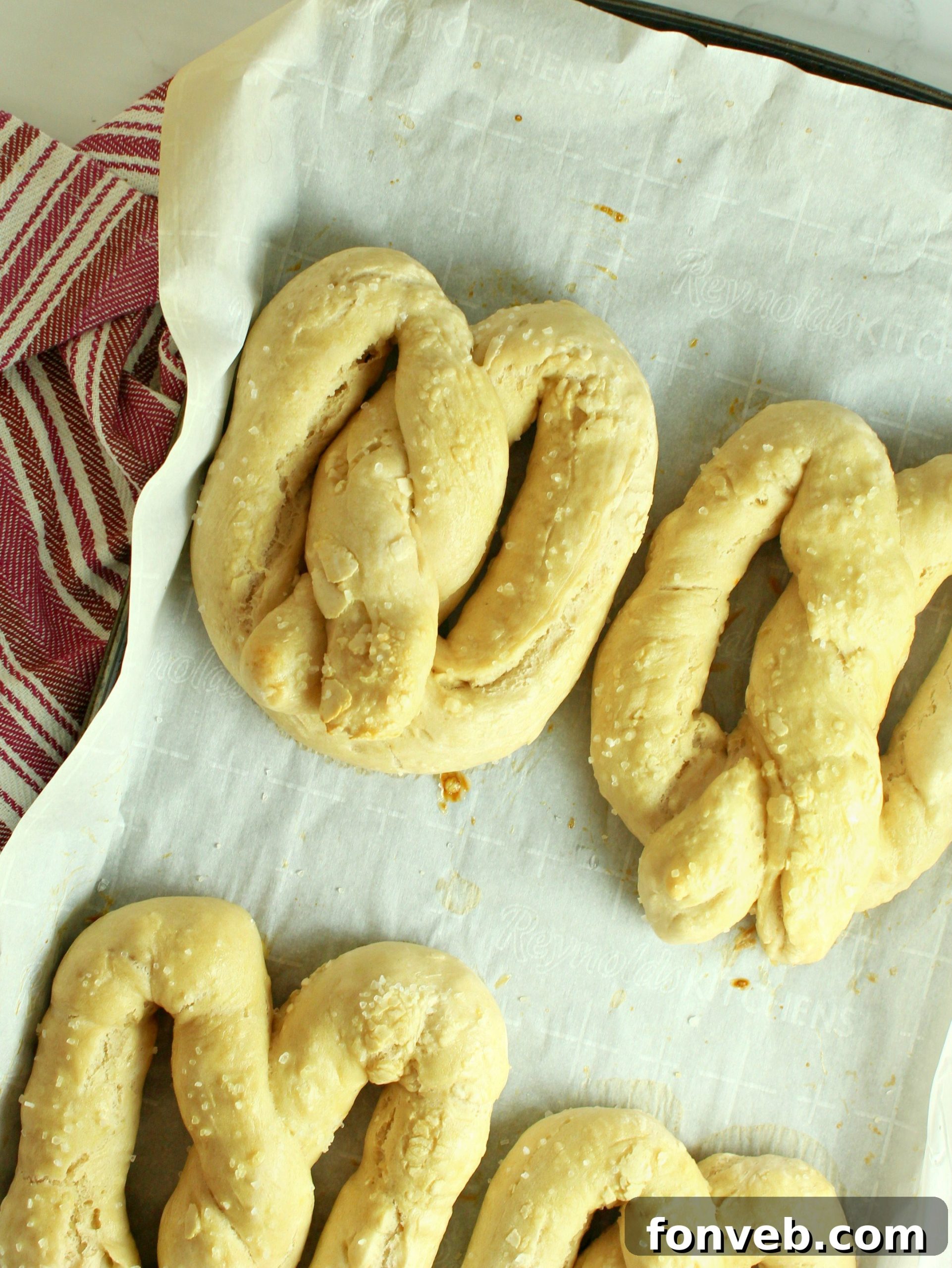 Warm Buttery Homemade Soft Pretzels 4 Pretzel dough being kneaded in a stand mixer