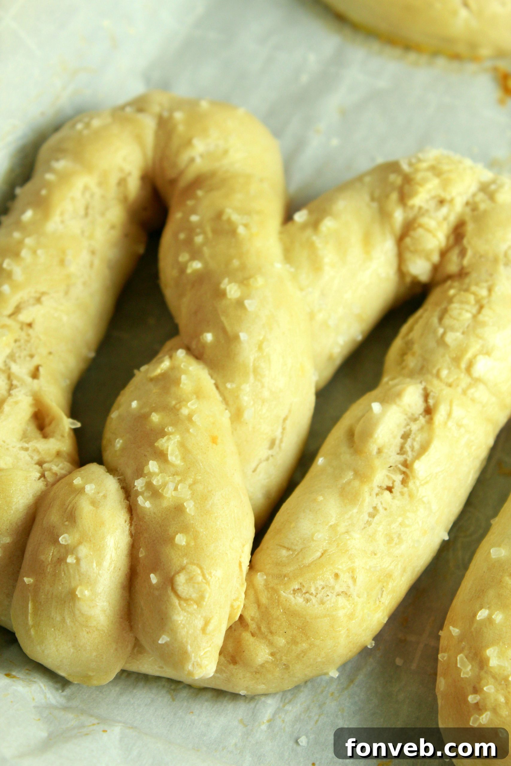 Warm Buttery Homemade Soft Pretzels 7 Golden-brown soft pretzels coated with coarse salt