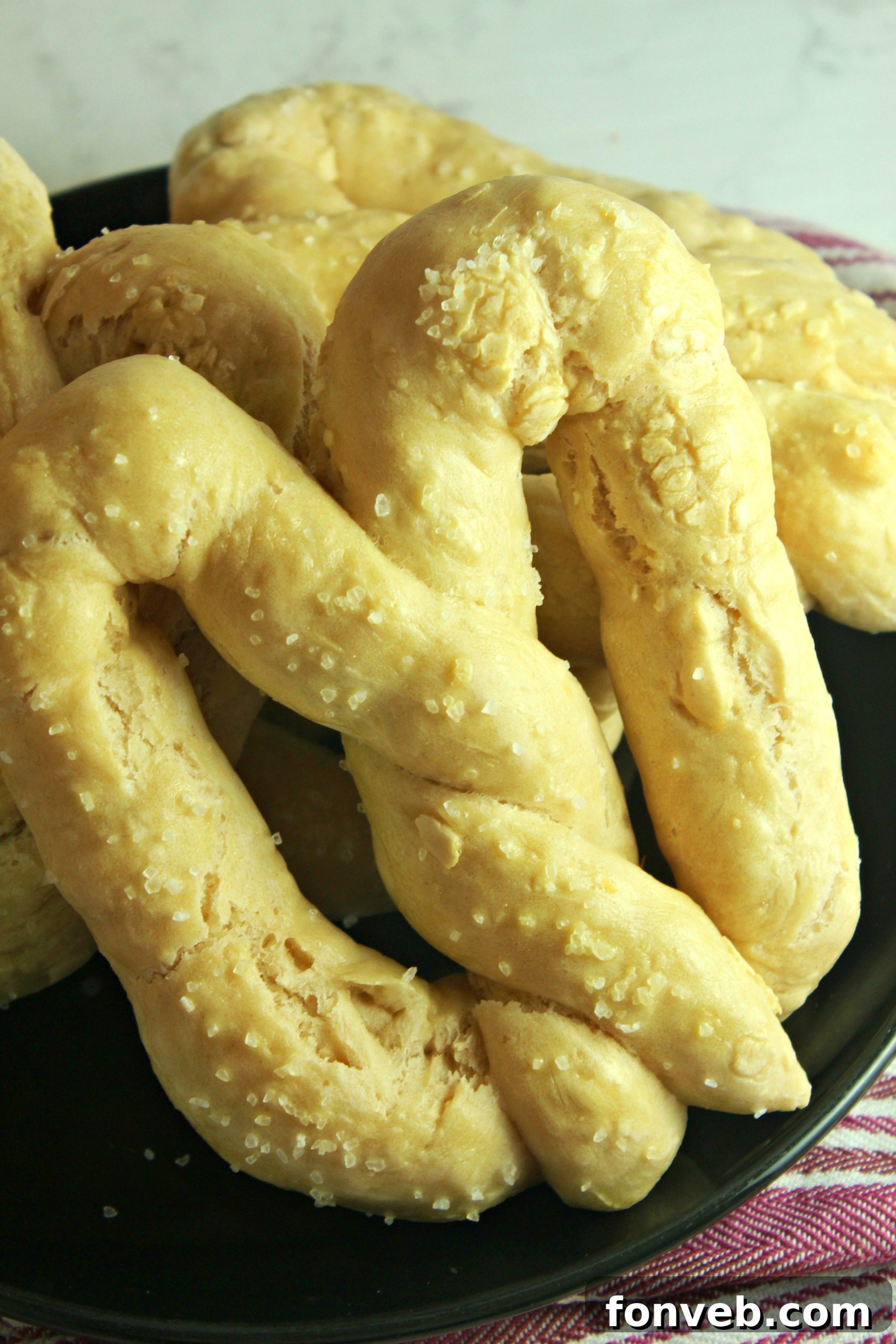 Warm Buttery Homemade Soft Pretzels 9 A large pile of freshly baked soft pretzels ready to be served