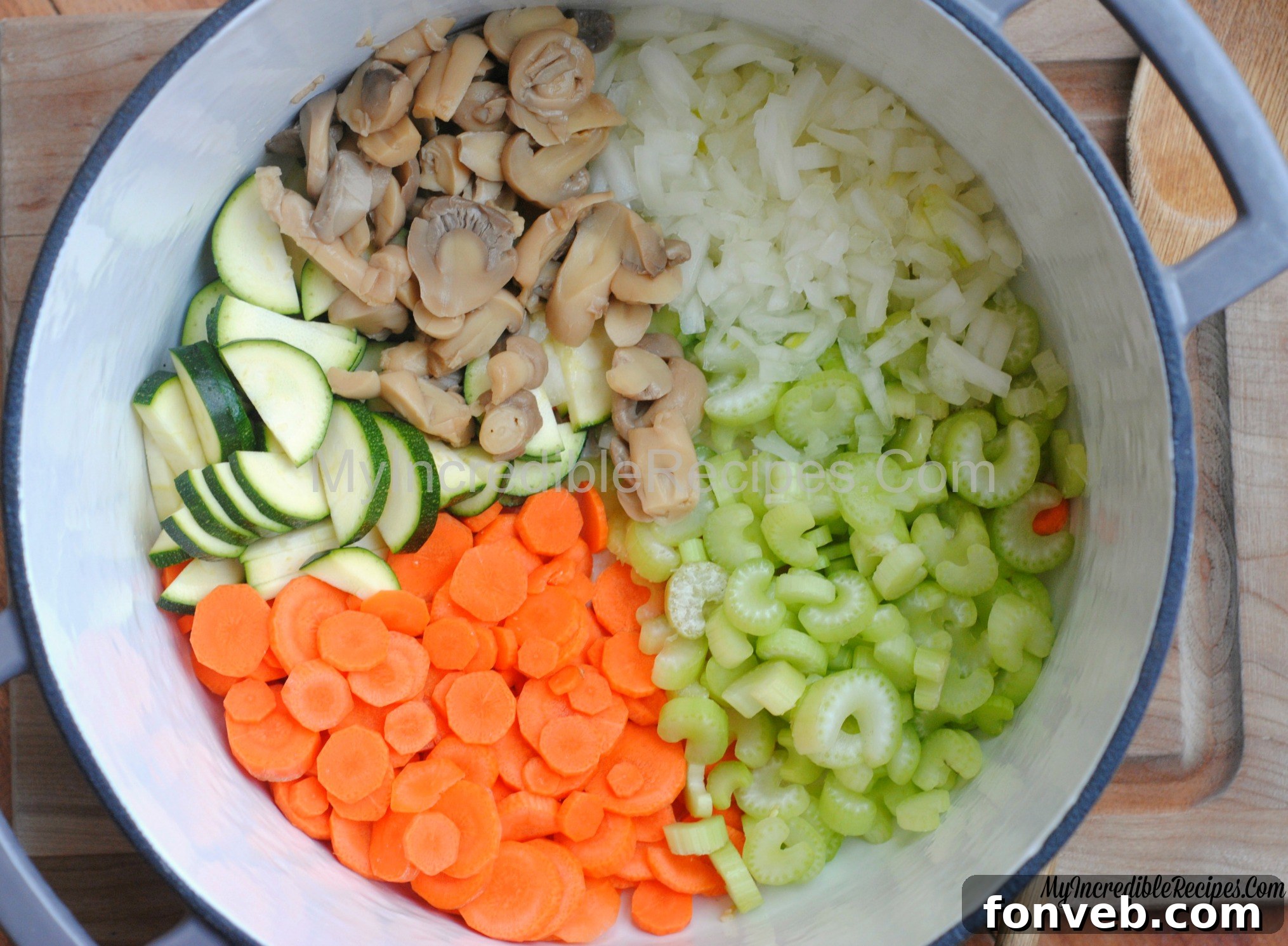 Weight loss soup ingredients arranged in a pot 