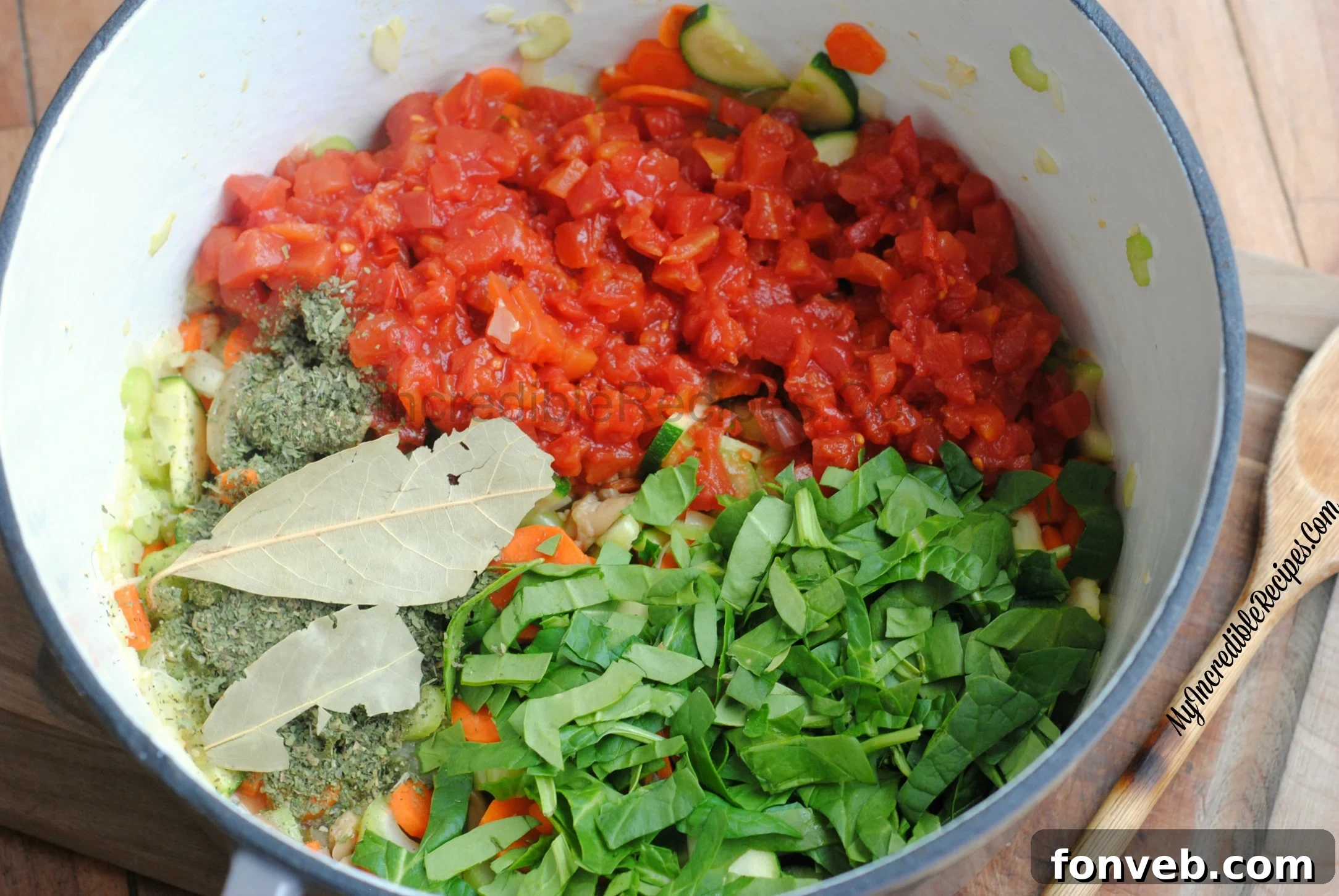 Weight loss soup ingredients in a pot