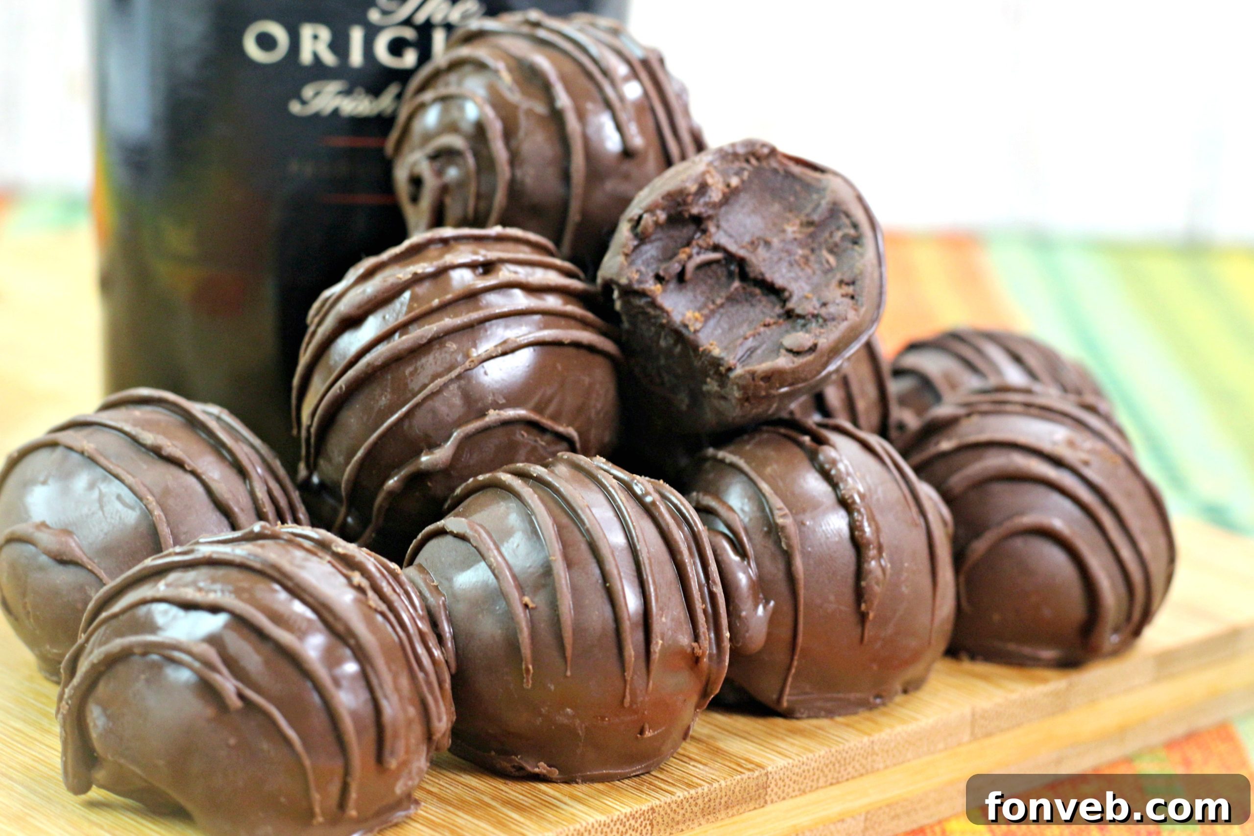 A beautiful display of numerous finished Bailey's Irish Cream truffles, ready to be enjoyed.