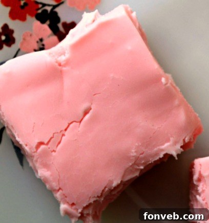 A single piece of cream cheese fudge, tempting to eat