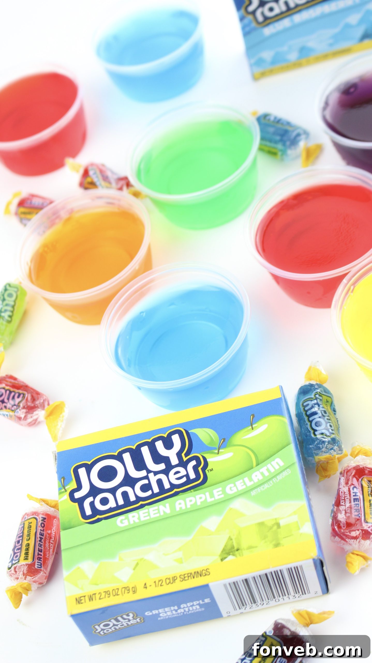 A close-up of a perfectly molded blue Jolly Rancher Jello Shot, ready to be picked up.