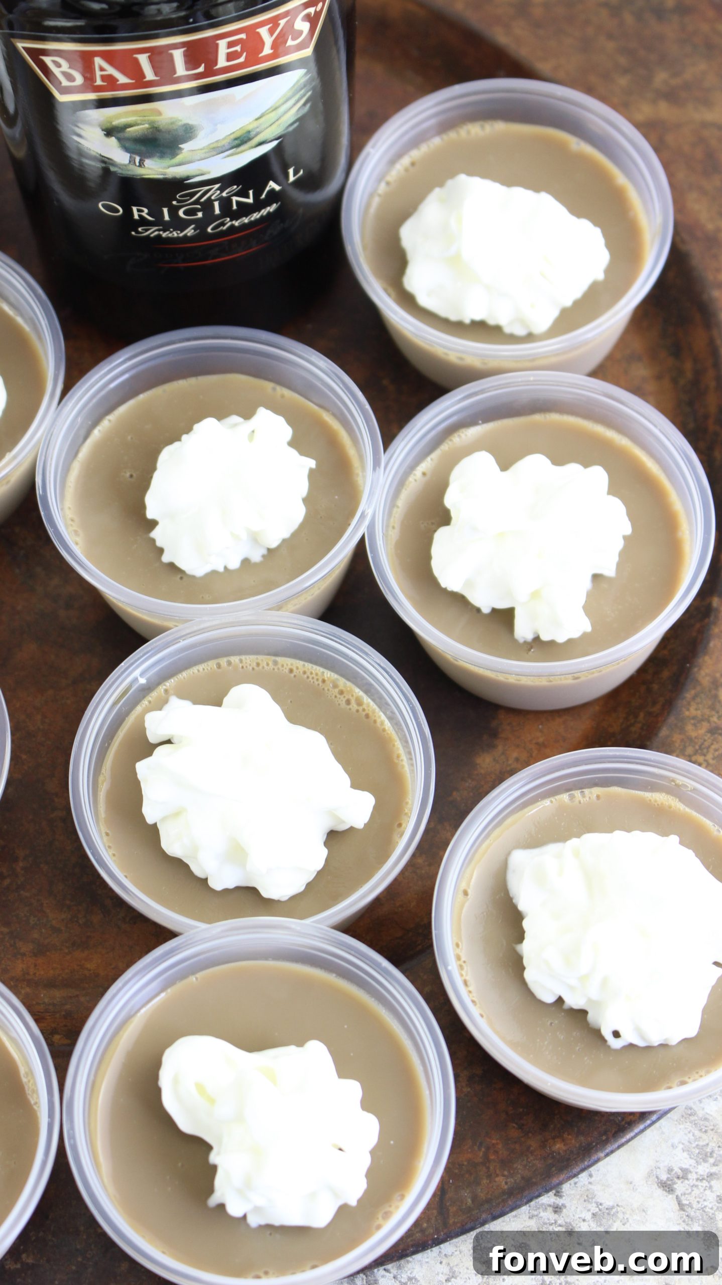 Another enticing shot of Baileys Jello Shots, showcasing their creamy texture