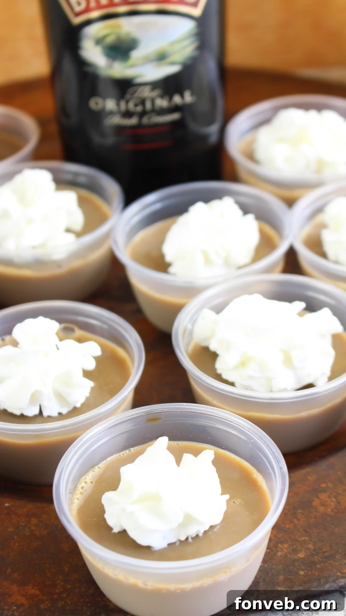 A final close-up of Baileys Jello Shots, highlighting their appealing presentation