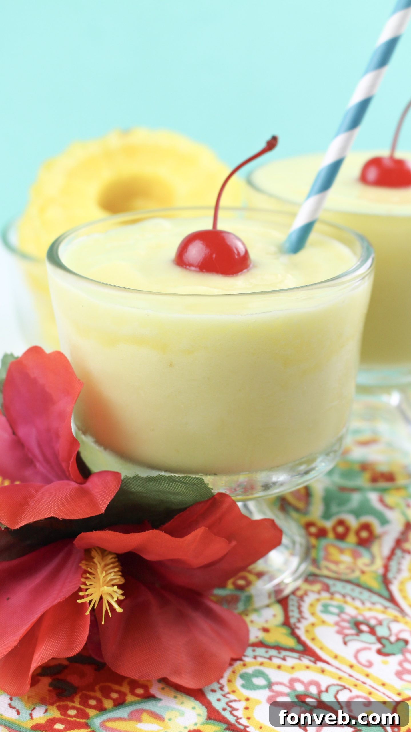 Disney's Tropical Pineapple Whip 9 Individual ingredients laid out, including frozen pineapple, coconut milk, and citrus