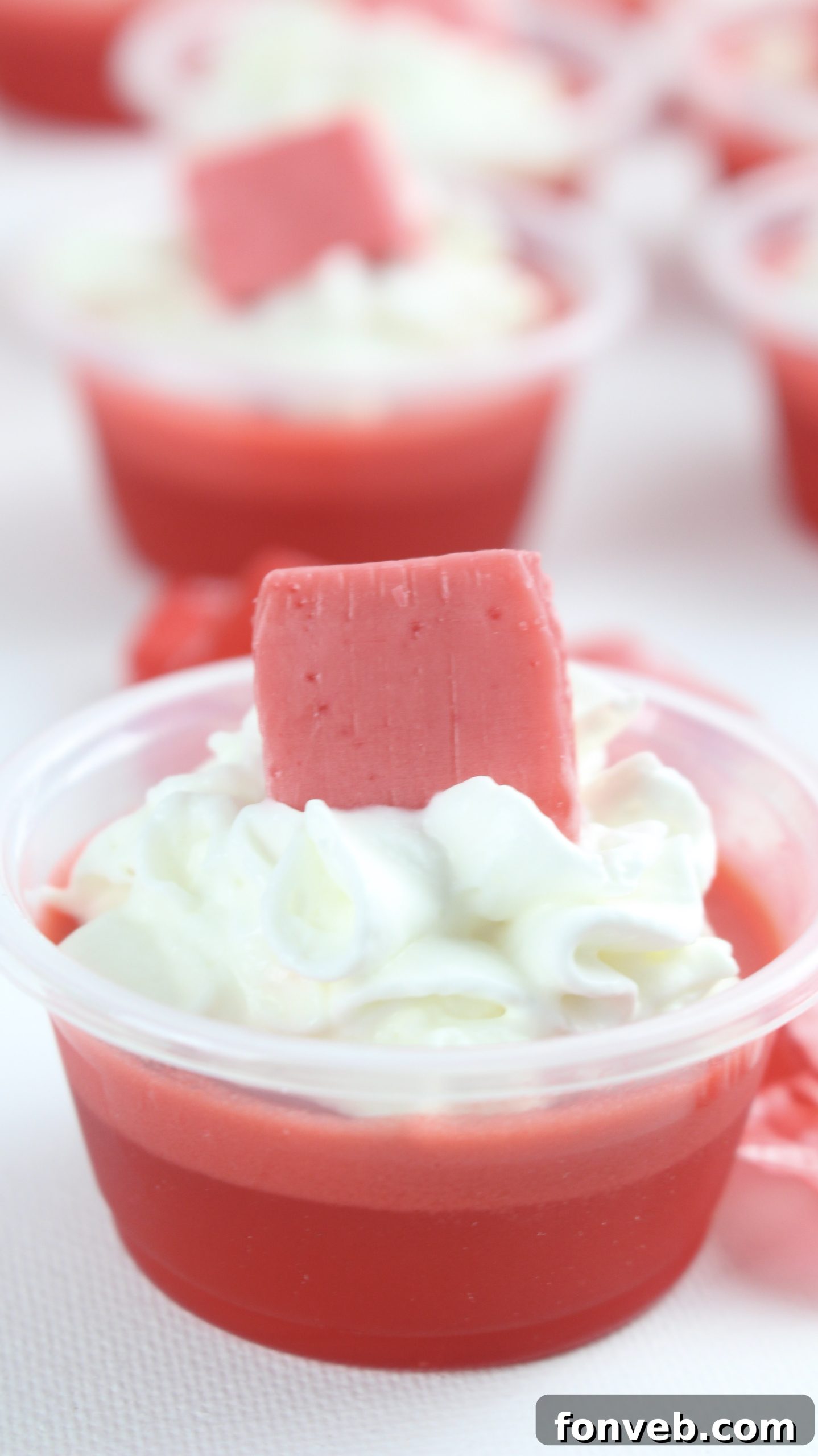 Various Jell-O shot flavors displayed, with Cherry Starburst Jell-O Shots prominently featured.
