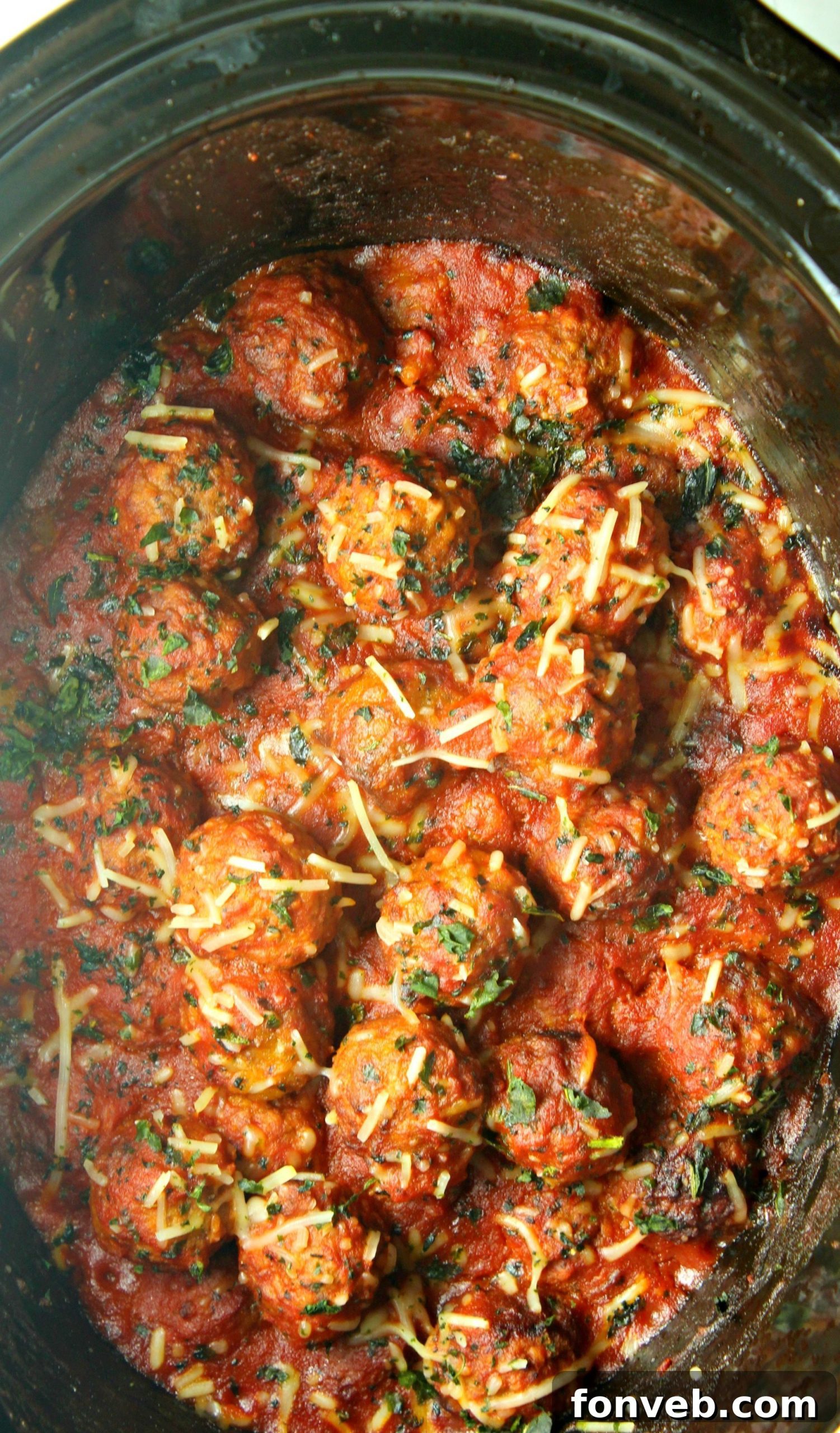Cooked slow cooker meatballs