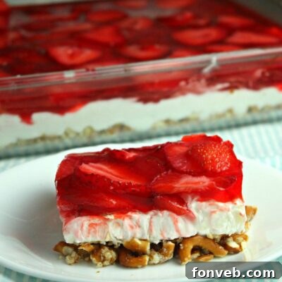 Strawberry Pretzel Salad in a baking dish