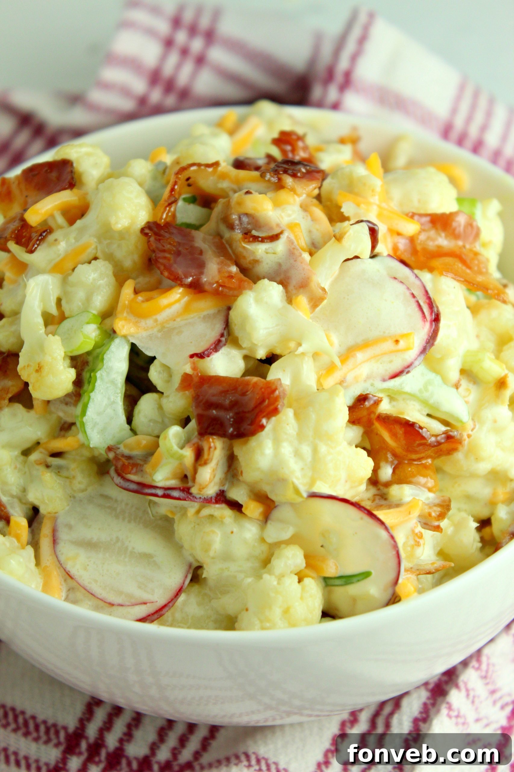 Close-up of fresh cauliflower florets, ready for roasting