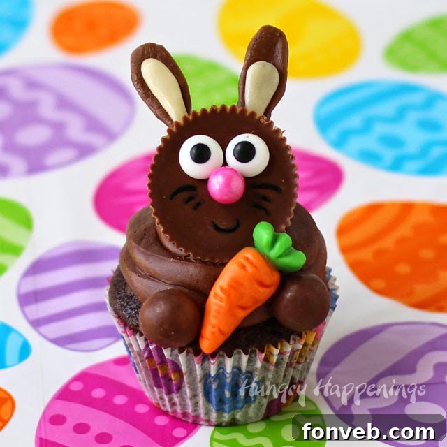 A charming assortment of simply adorable Easter cupcakes, featuring various pastel frostings and spring decorations.