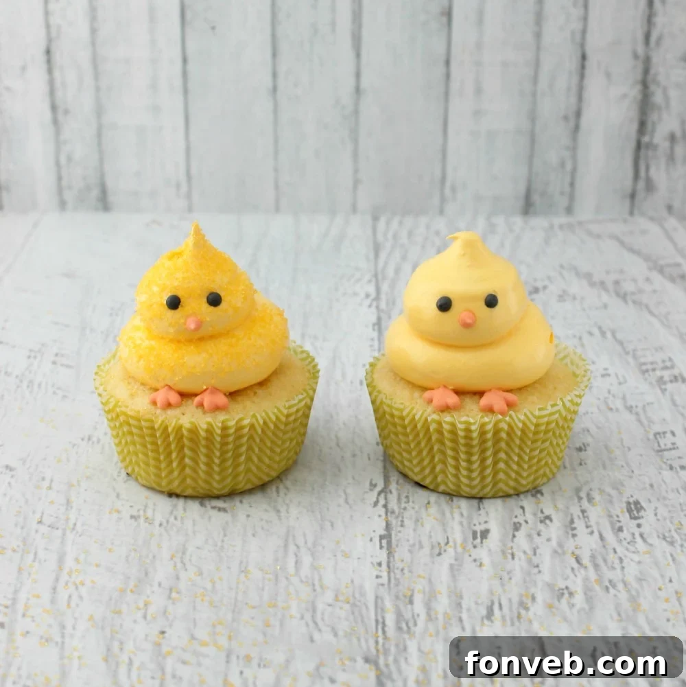 Playful bunny butt cupcakes with fluffy tails and feet peeking out from green frosting, resembling a bunny digging in grass.