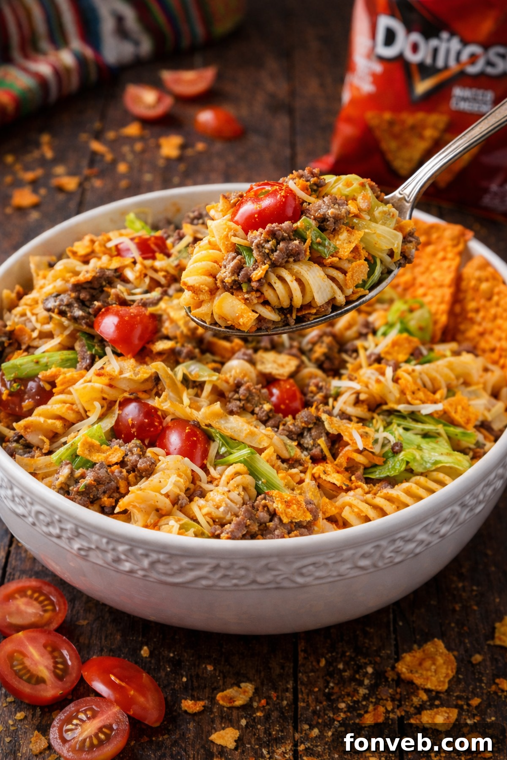 Another beautifully plated Doritos Locos Taco Pasta Salad