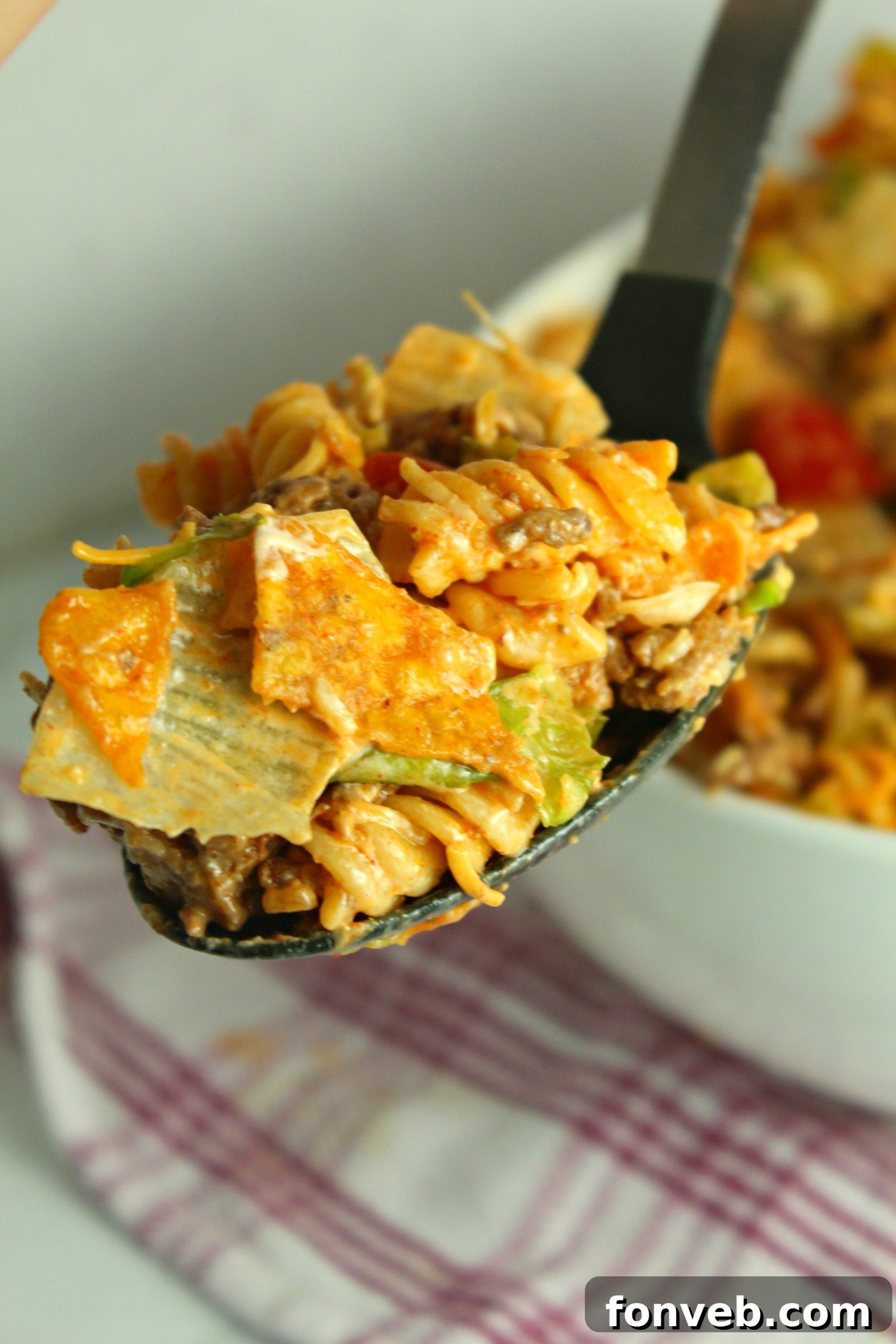 Another angle of Doritos Locos Taco Pasta Salad