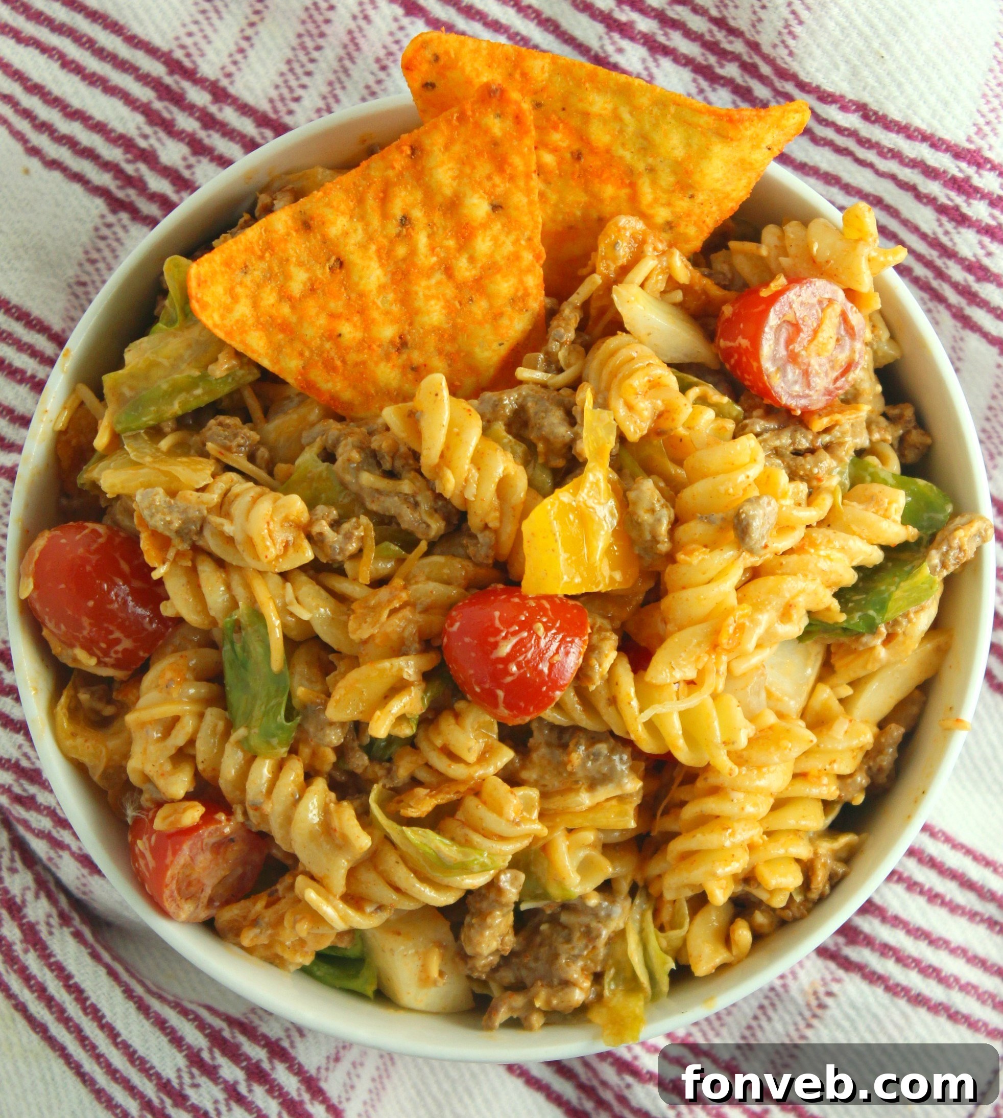 Doritos Locos Taco Pasta Salad ready to be served