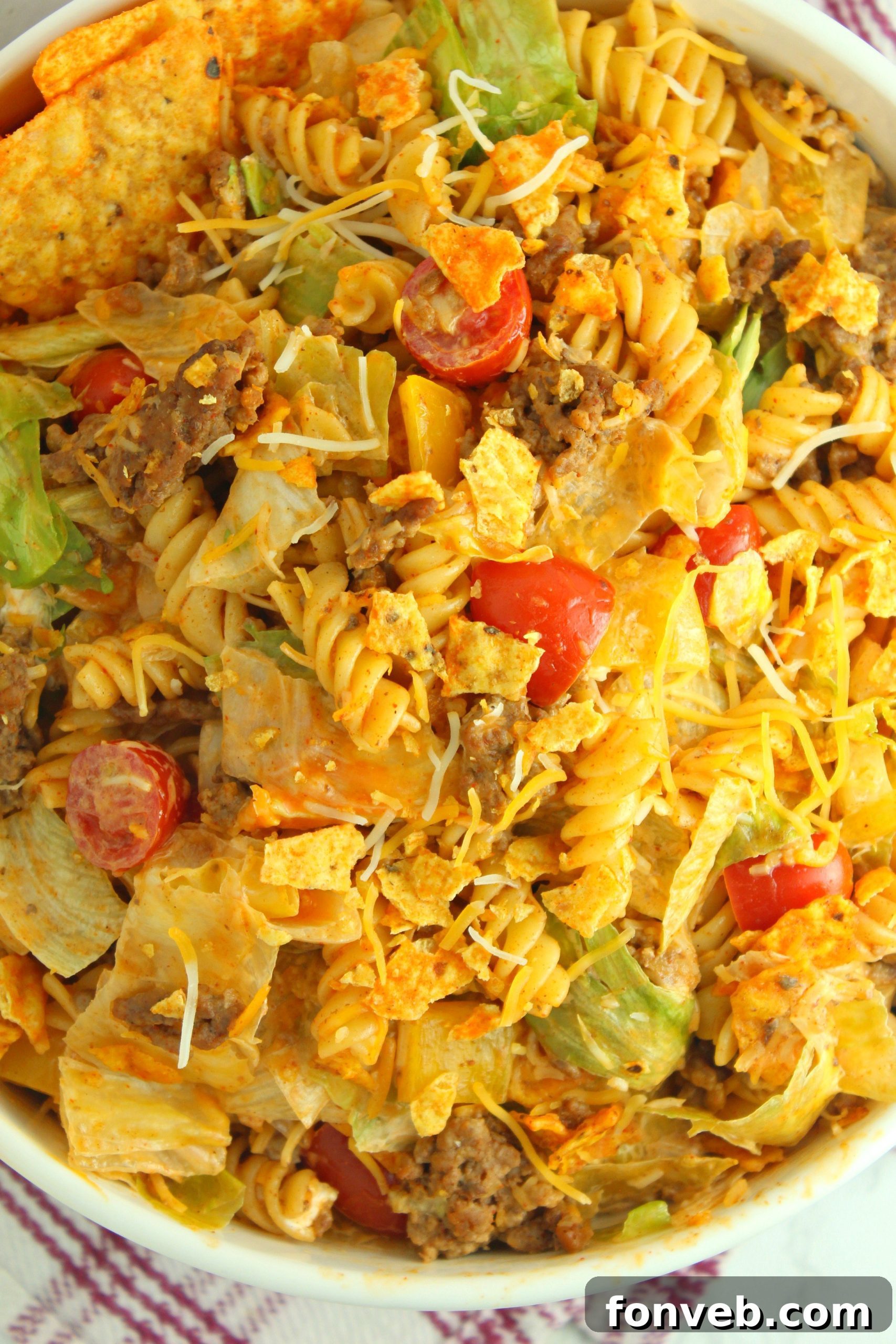 Close-up of the salad with extra toppings