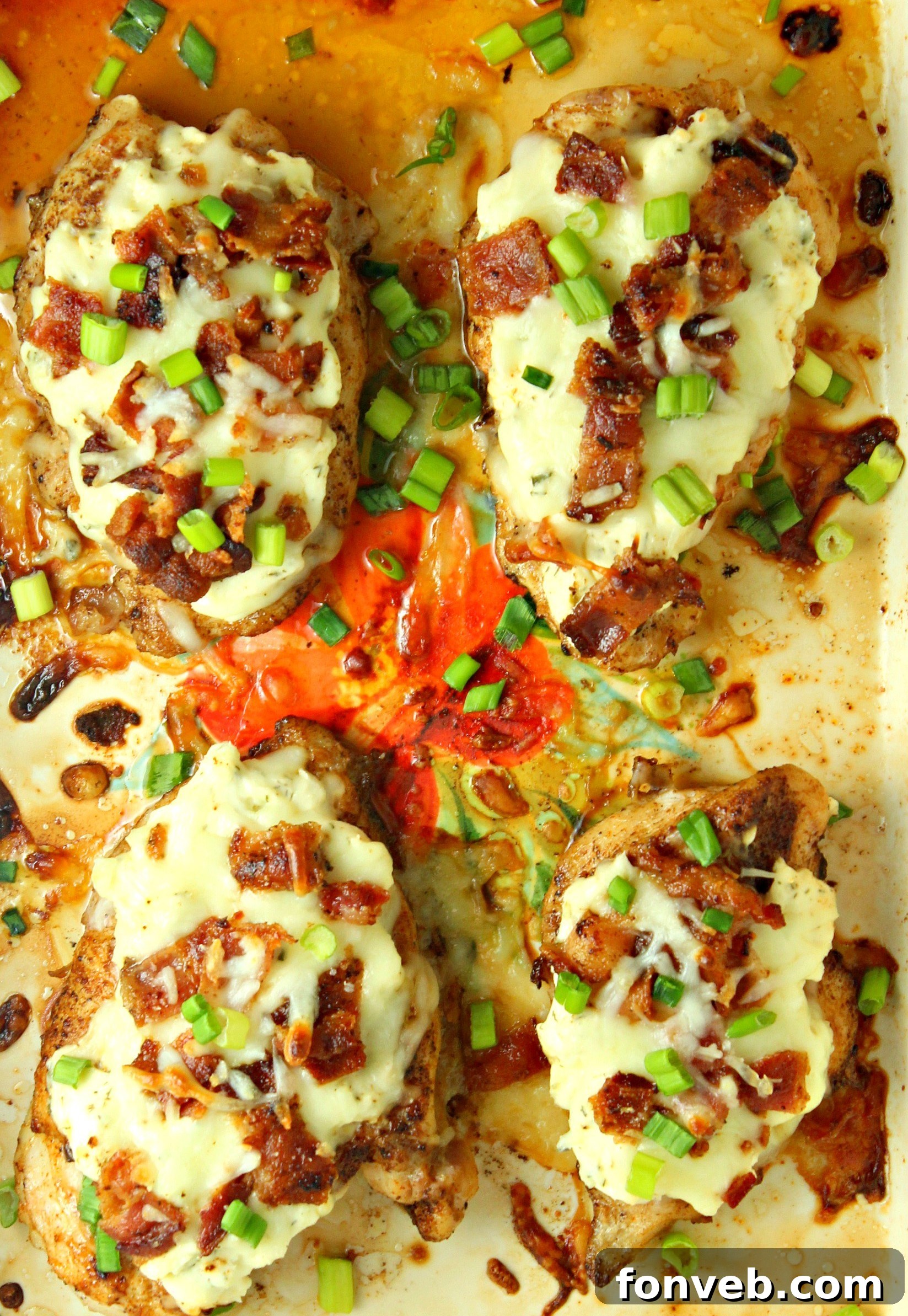 Close-up of Smothered Crack Chicken with melted cheese